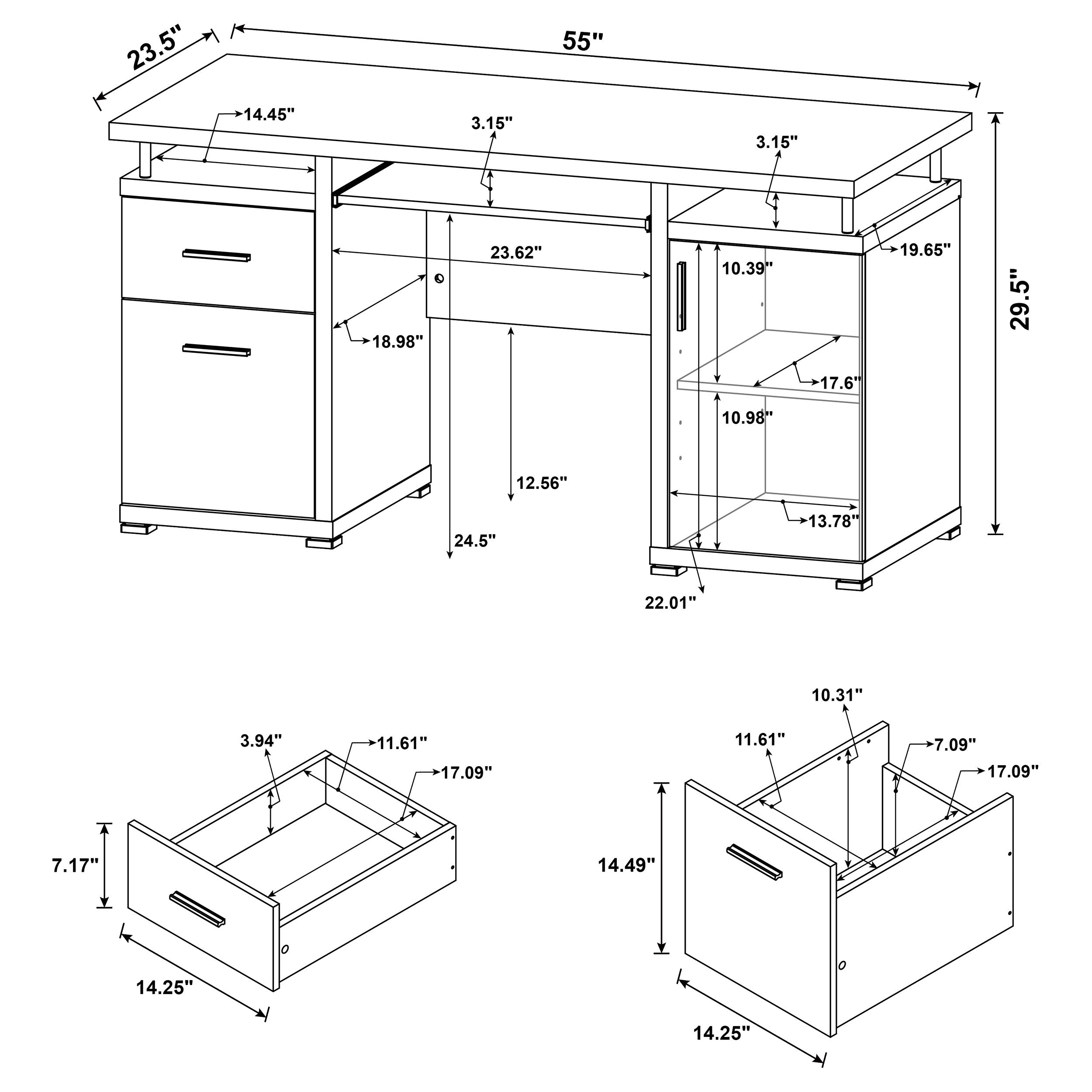 Tracy 55-inch 2-drawer Office Computer Desk White — view 11
