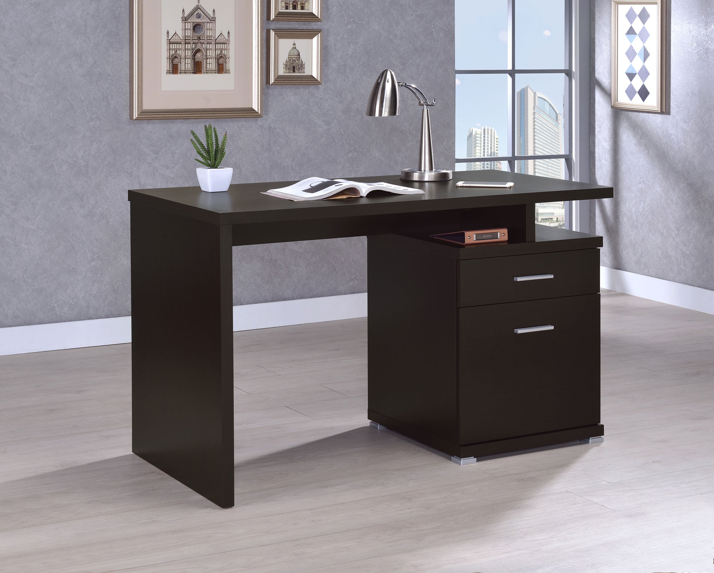 Irving 47-inch 2-drawer Office Computer Desk Cappuccino — view 3