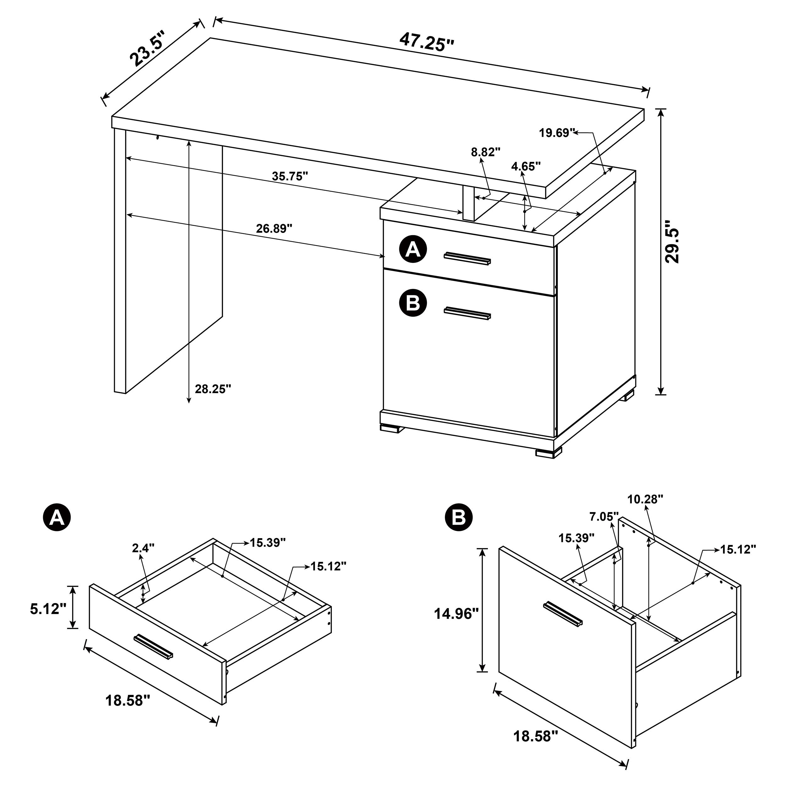 Irving 47-inch 2-drawer Office Computer Desk Cappuccino — view 12