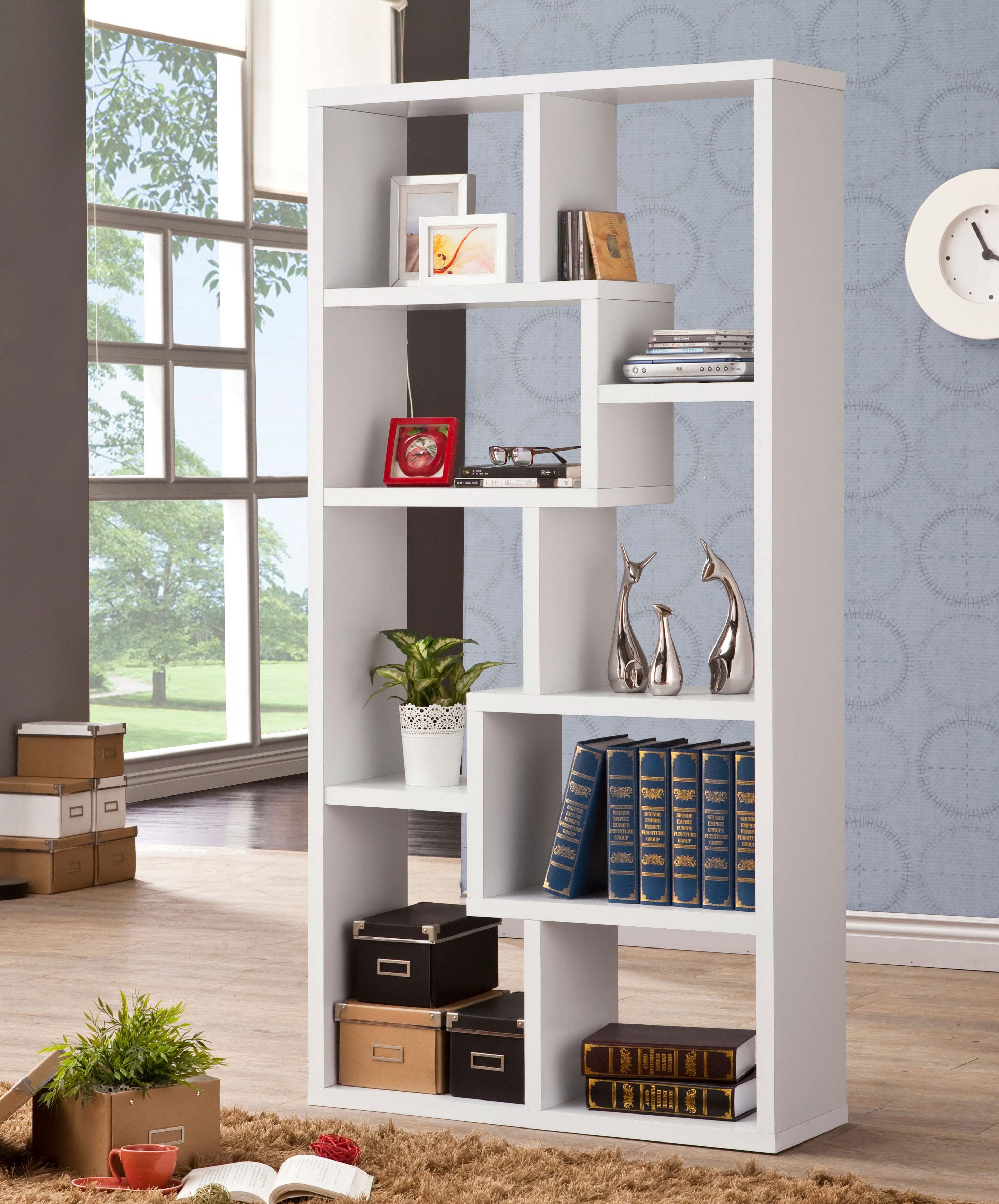 Theo 71-inch 6-shelf Bookshelf White — view 2
