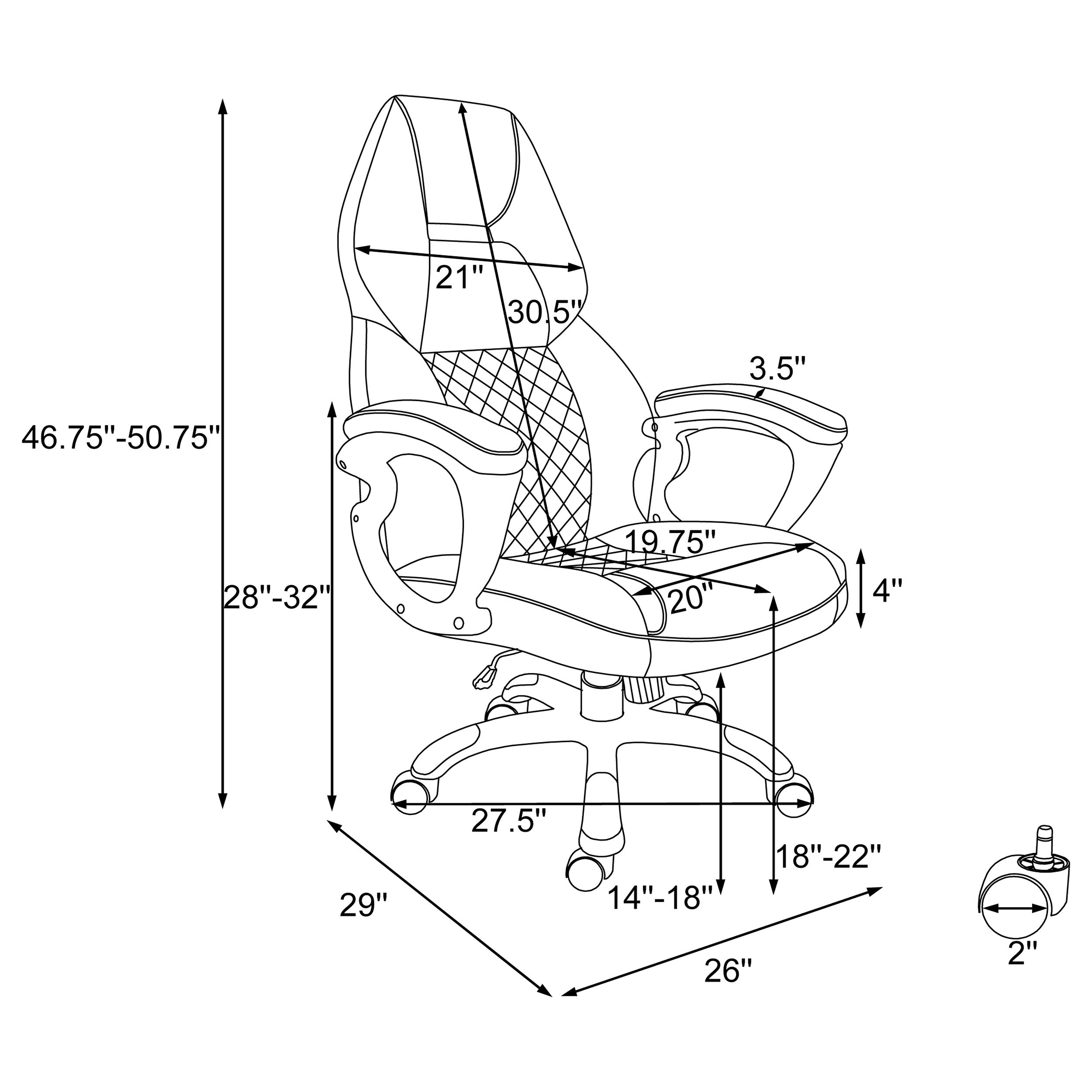 Bruce Upholstered Adjustable Home Office Desk Chair White — view 4