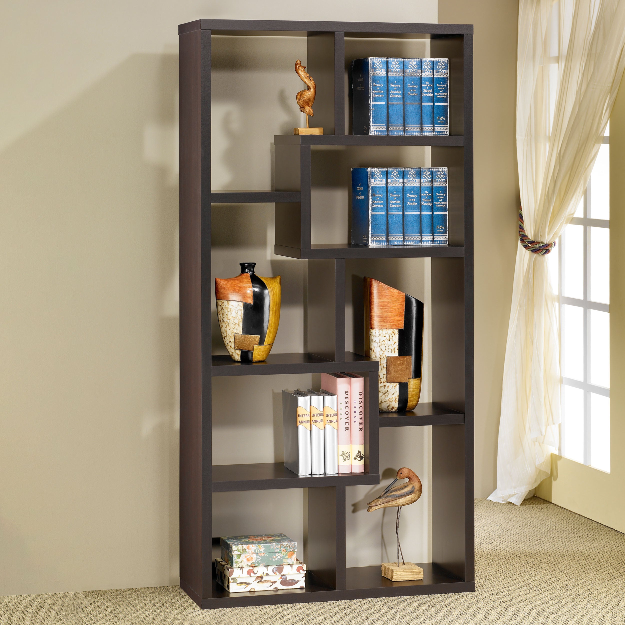 Theo 71-inch 6-shelf Bookshelf Cappuccino — view 2