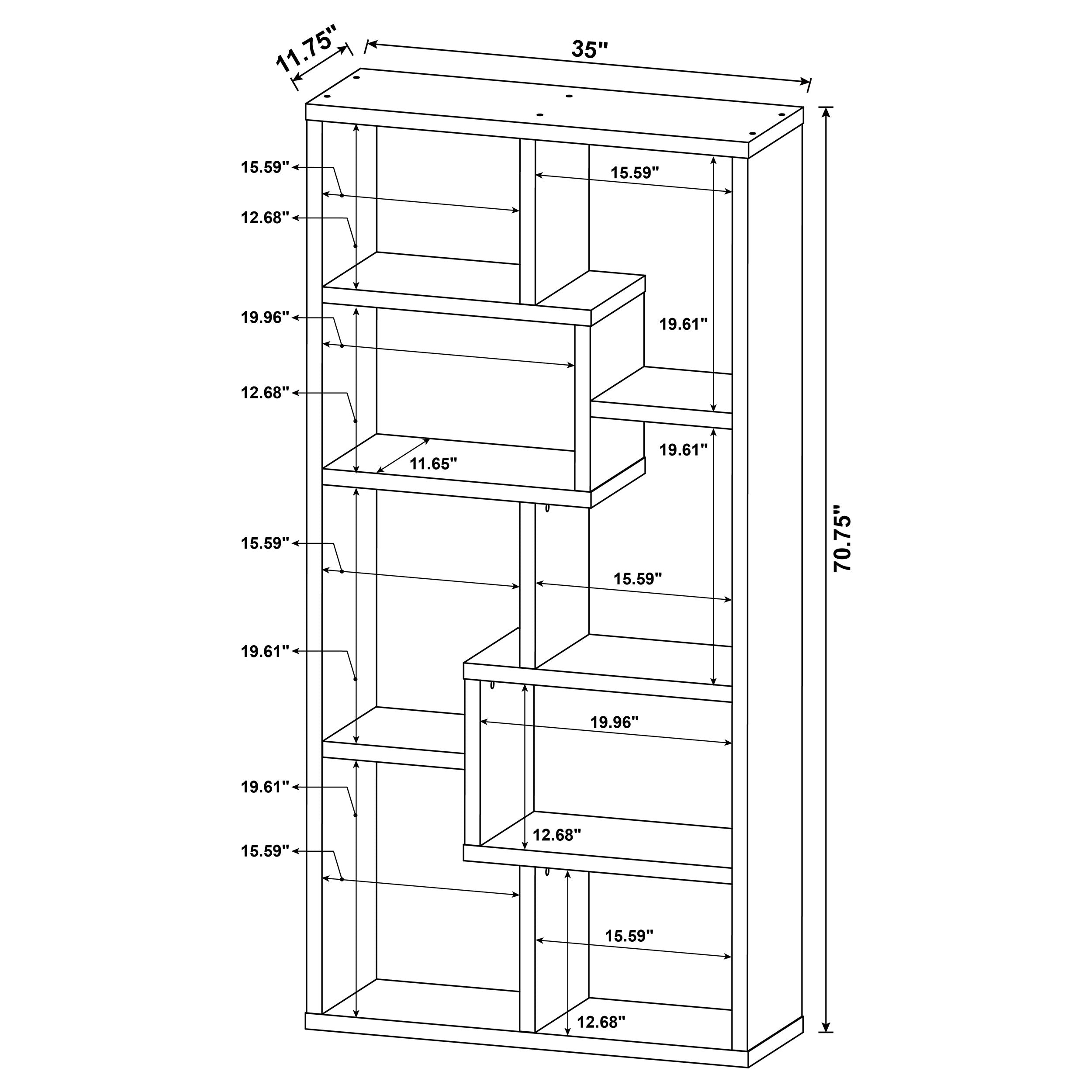 Theo 71-inch 6-shelf Bookshelf Cappuccino — view 11