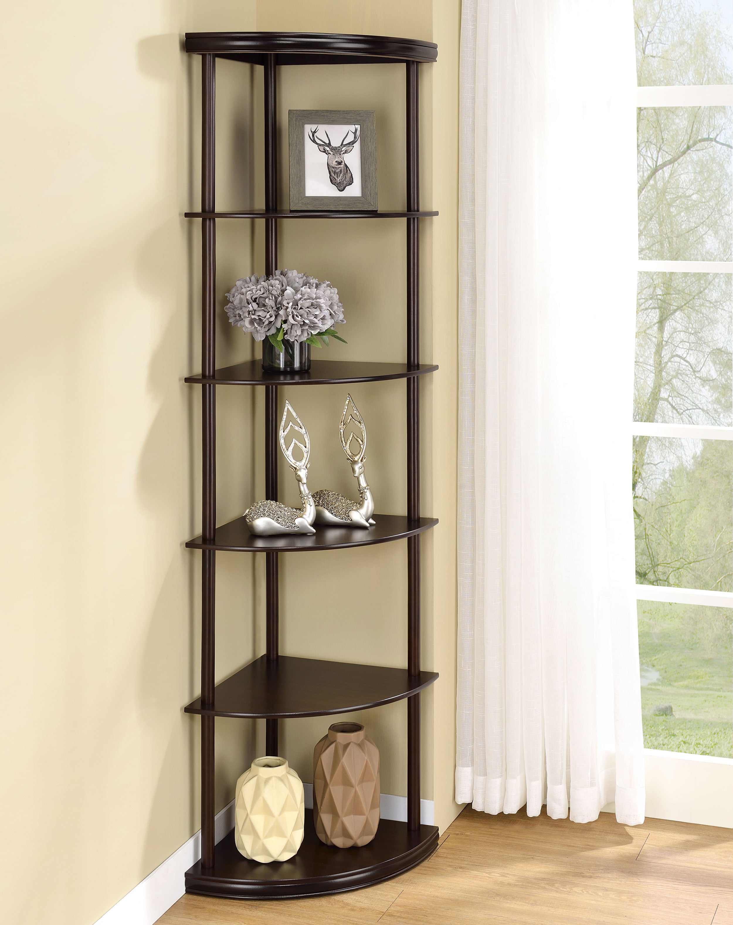 Bonwick 72-inch 5-shelf Corner Bookshelf Cappuccino — view 2