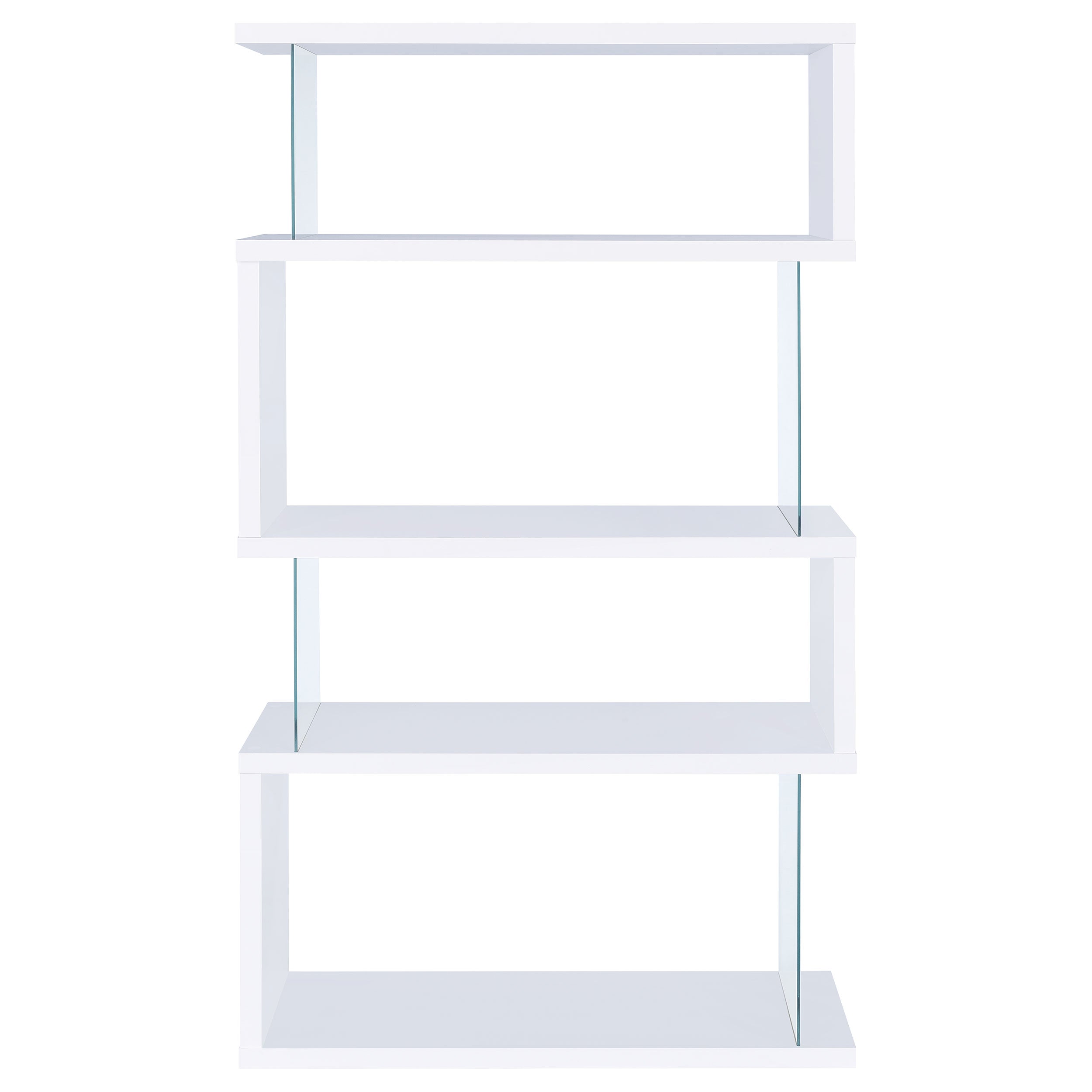 Emelle 63-inch 4-shelf Glass Panel Bookshelf White — view 3