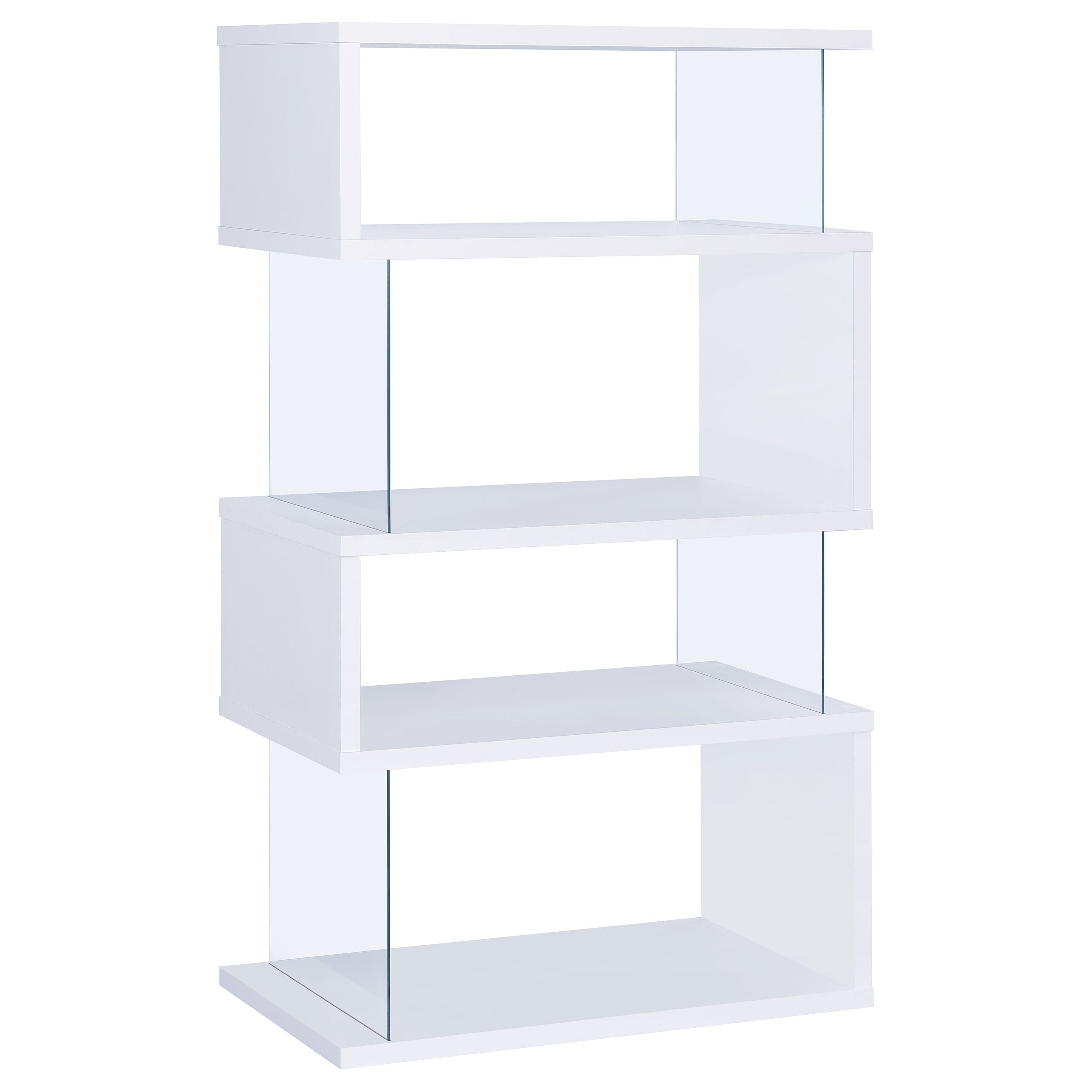 Emelle 63-inch 4-shelf Glass Panel Bookshelf White — view 5