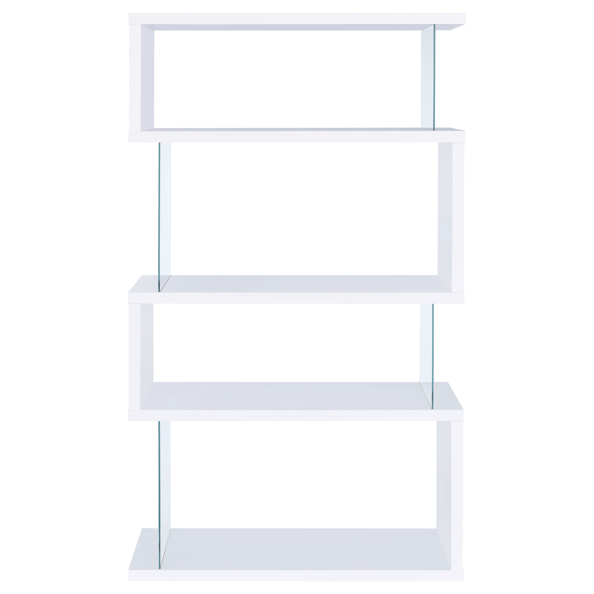 Emelle 63-inch 4-shelf Glass Panel Bookshelf White — view 6