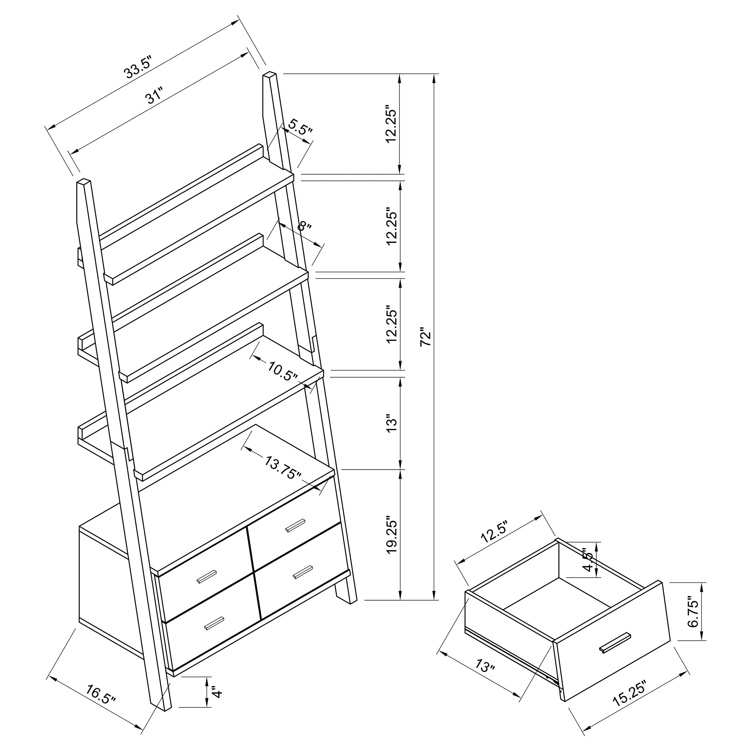 Colella 72-inch 5-shelf Storage Ladder Bookshelf Cappuccino — view 5