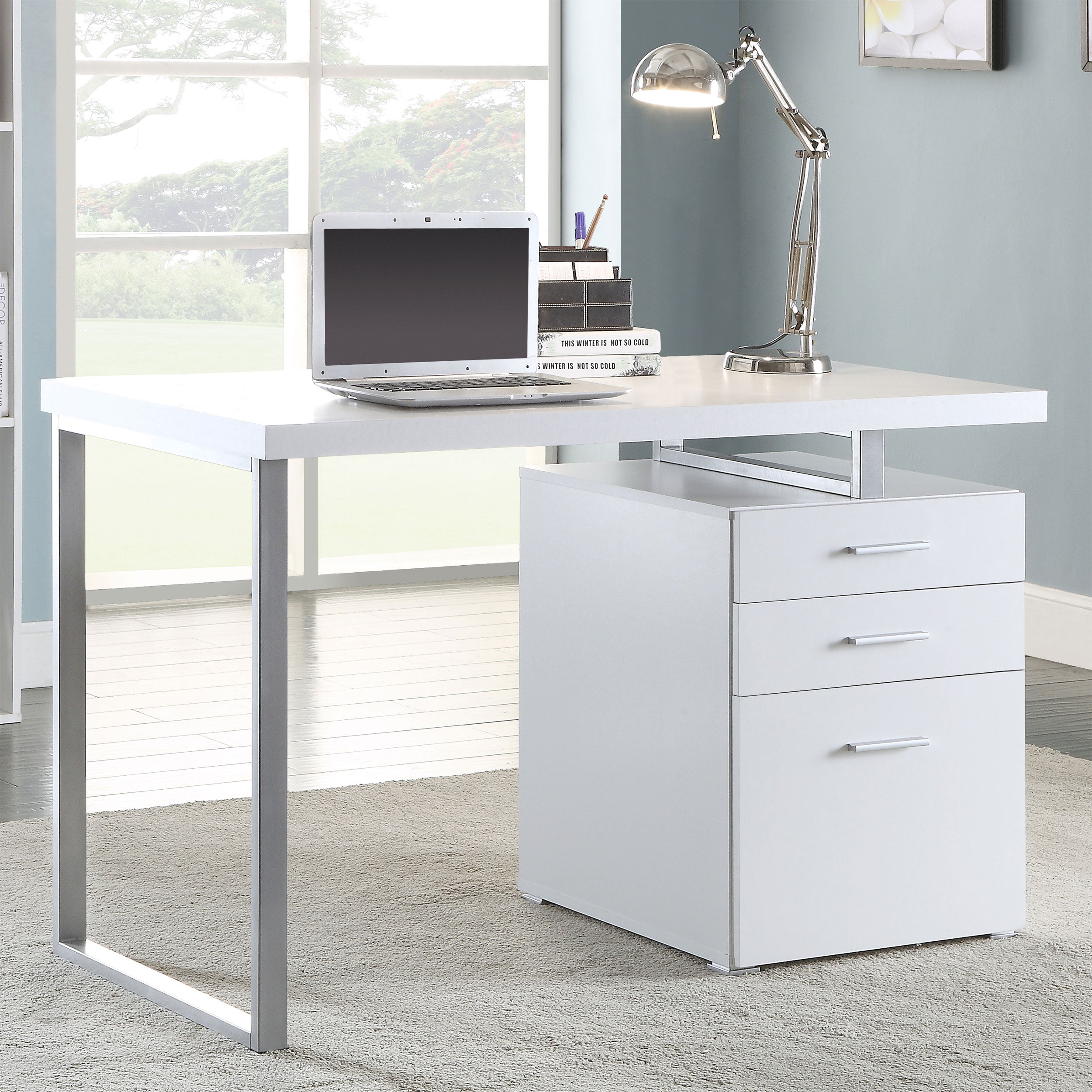 Brennan 47-inch 3-drawer Office Computer Desk White — view 2