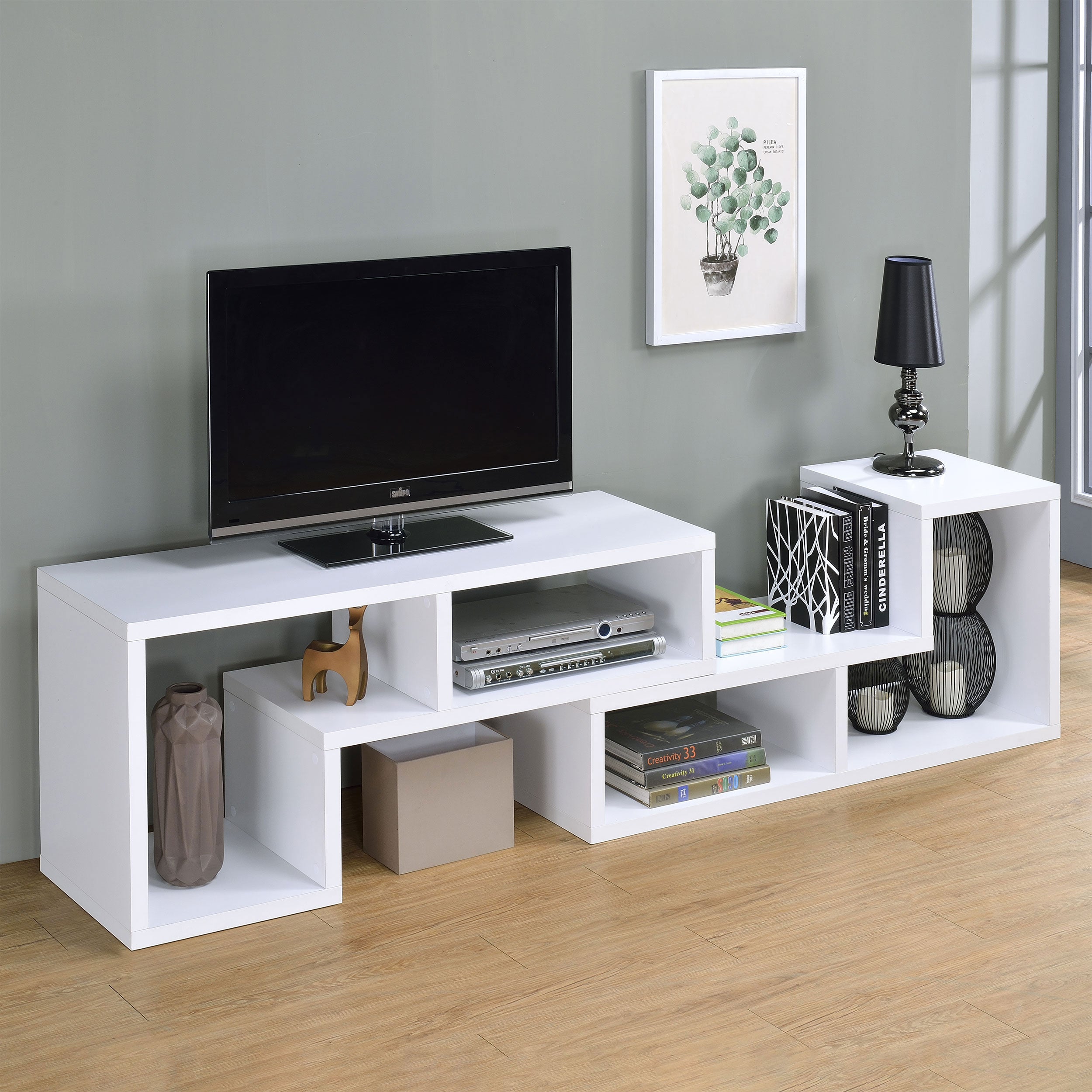 Velma Multipurpose TV Stand and Bookshelf White — view 5