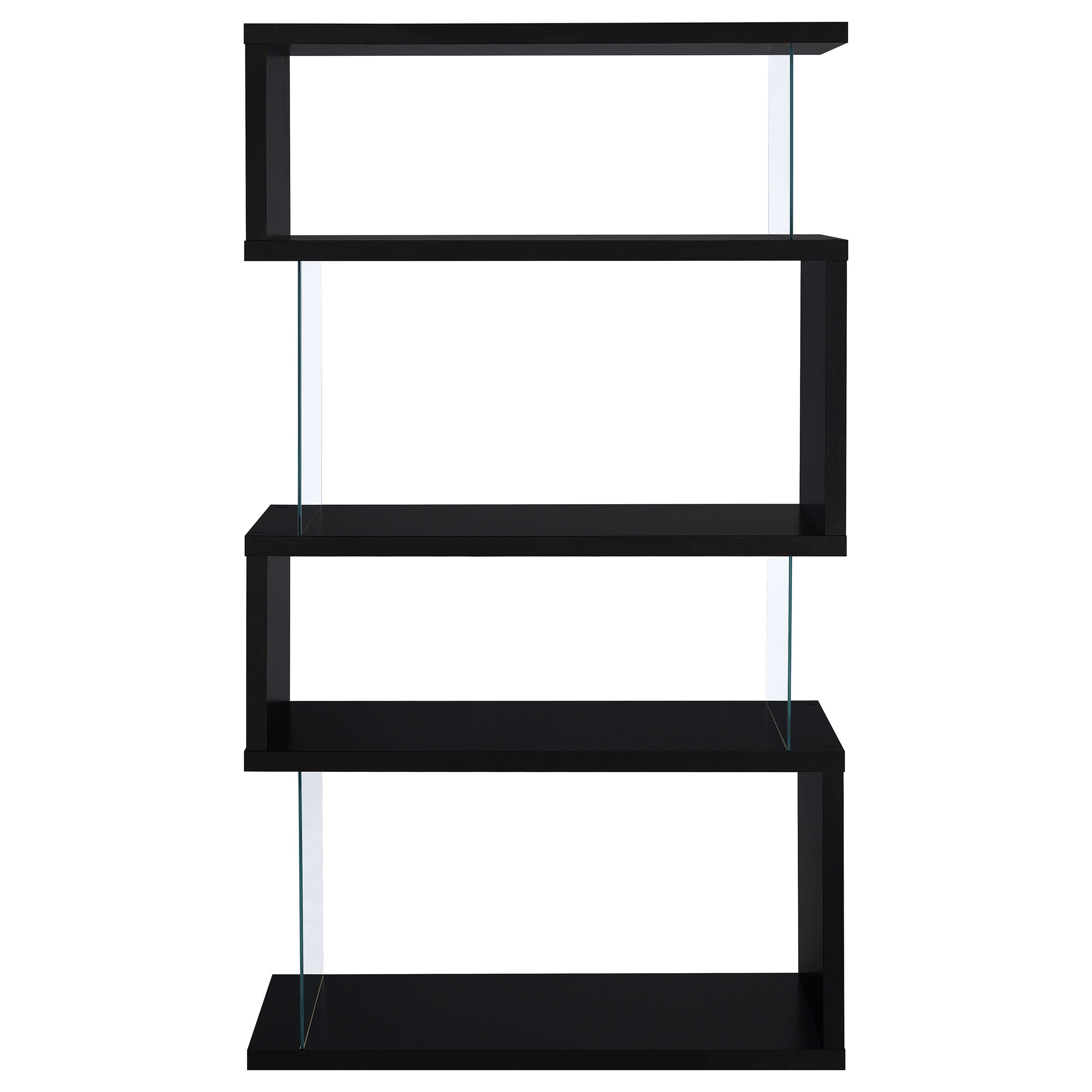 Emelle 63-inch 4-shelf Glass Panel Bookshelf Black — view 3