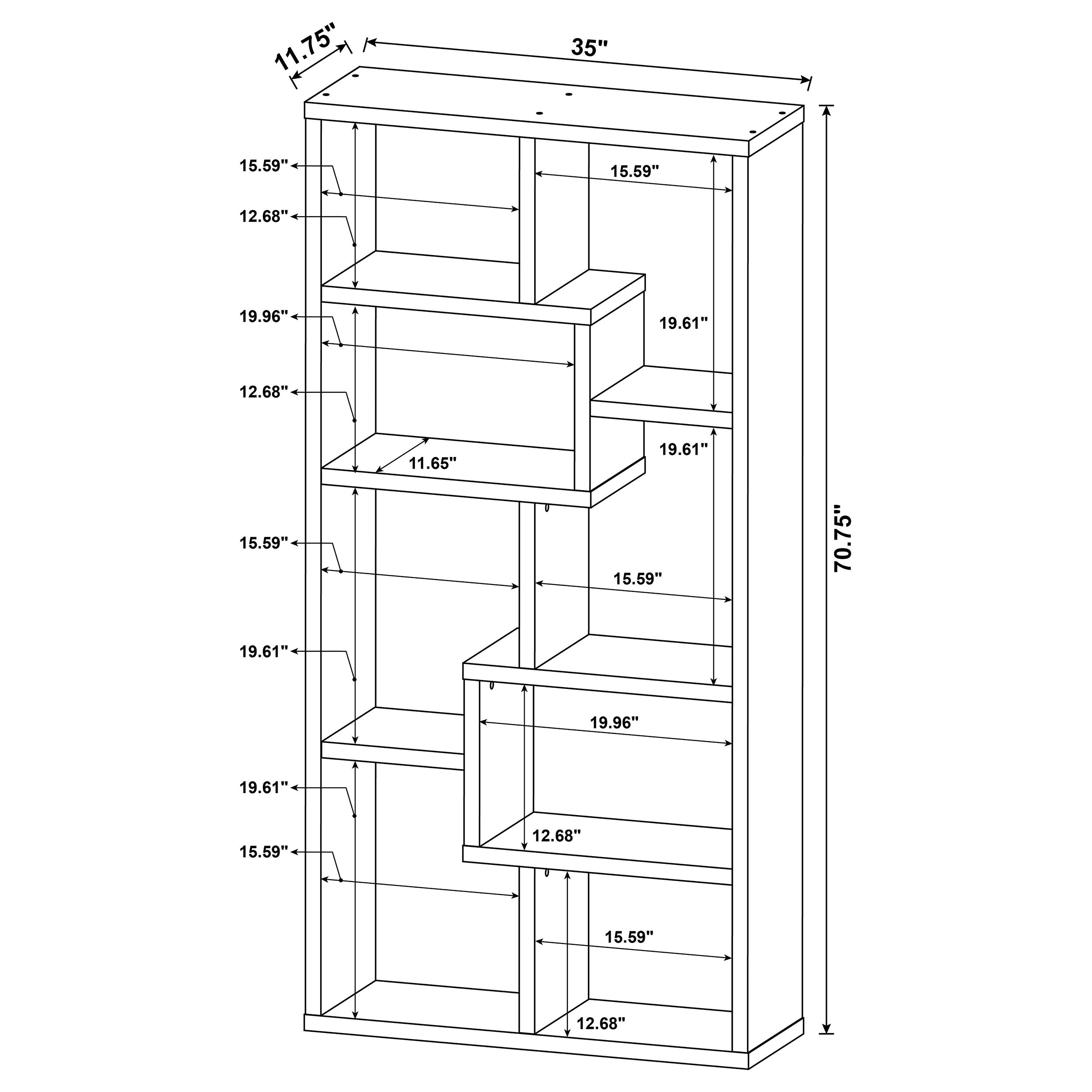 Theo 71-inch 6-shelf Bookshelf Weathered Grey — view 11