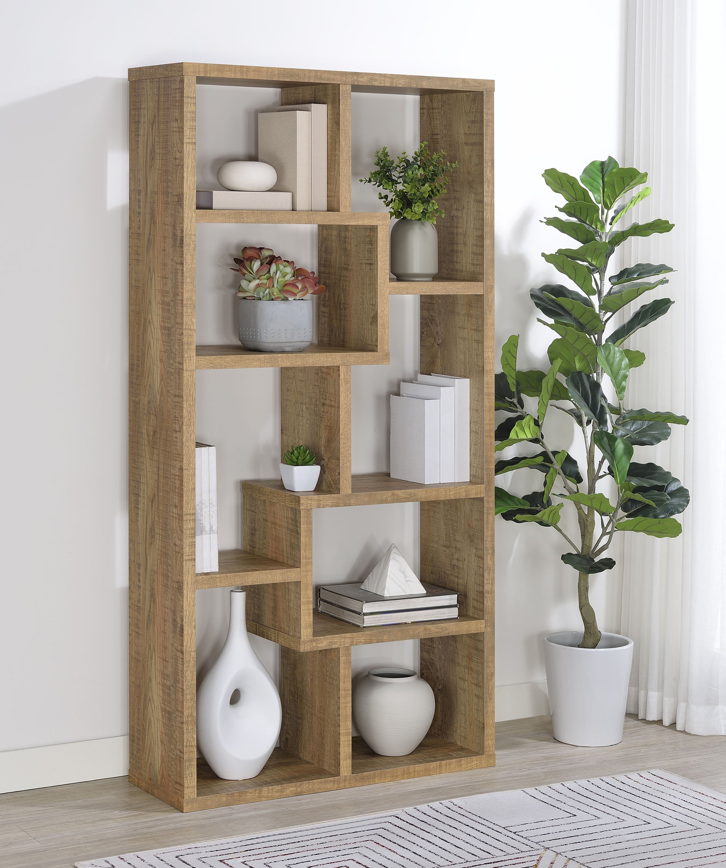 Theo 71-inch 6-shelf Bookshelf Mango — view 2