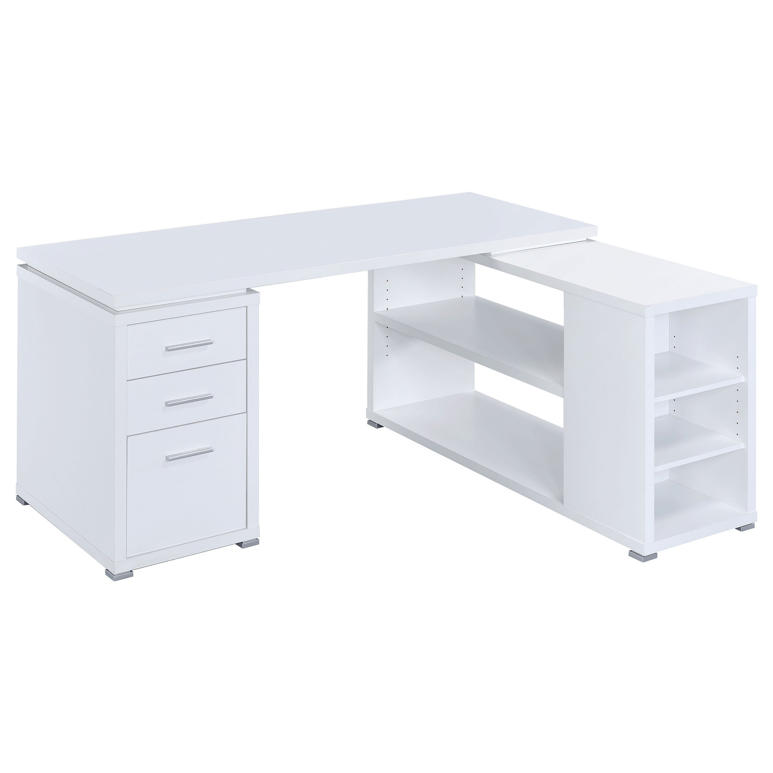 Yvette 60-inch 3-drawer L-Shape Computer Desk White — view 1