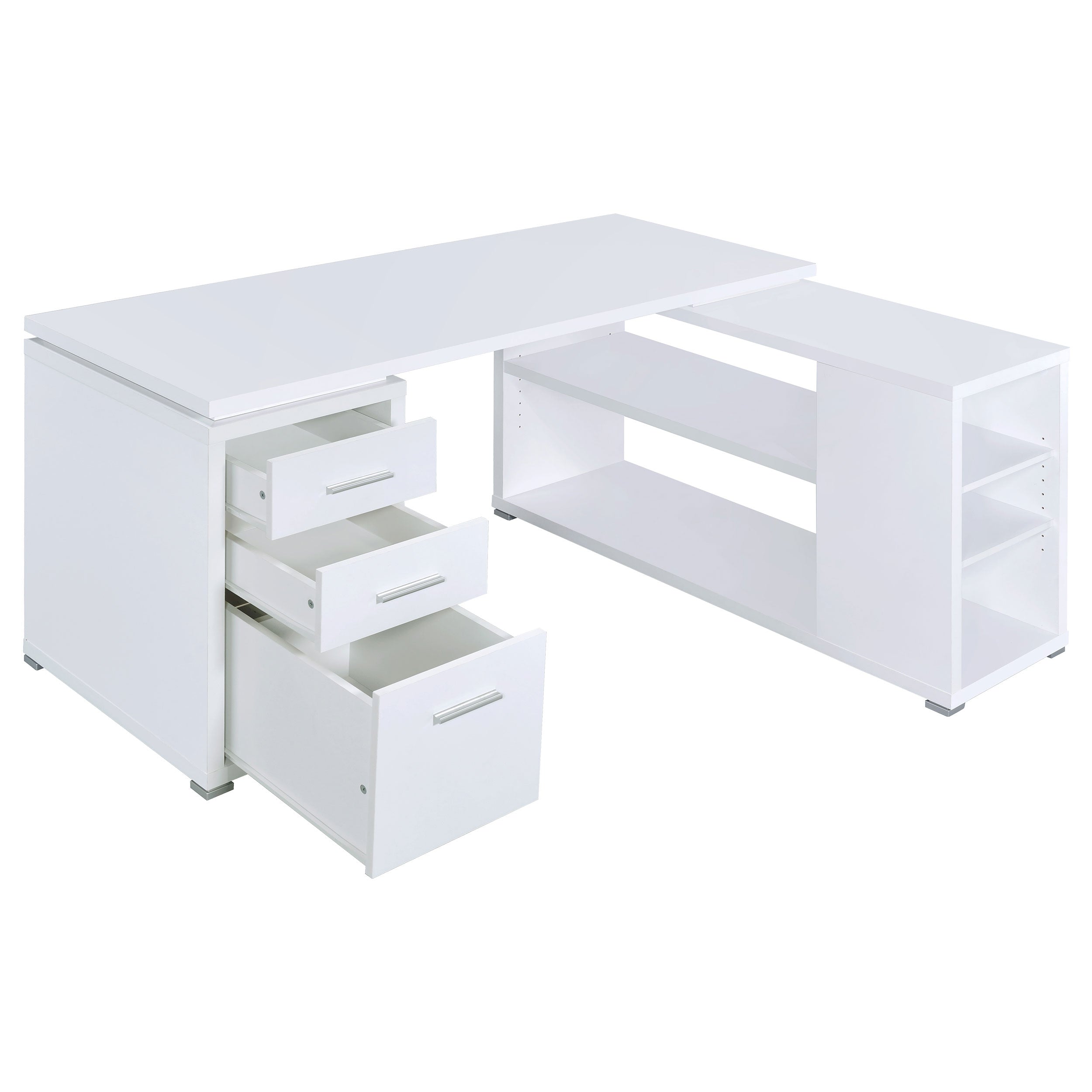 Yvette 60-inch 3-drawer L-Shape Computer Desk White — view 3