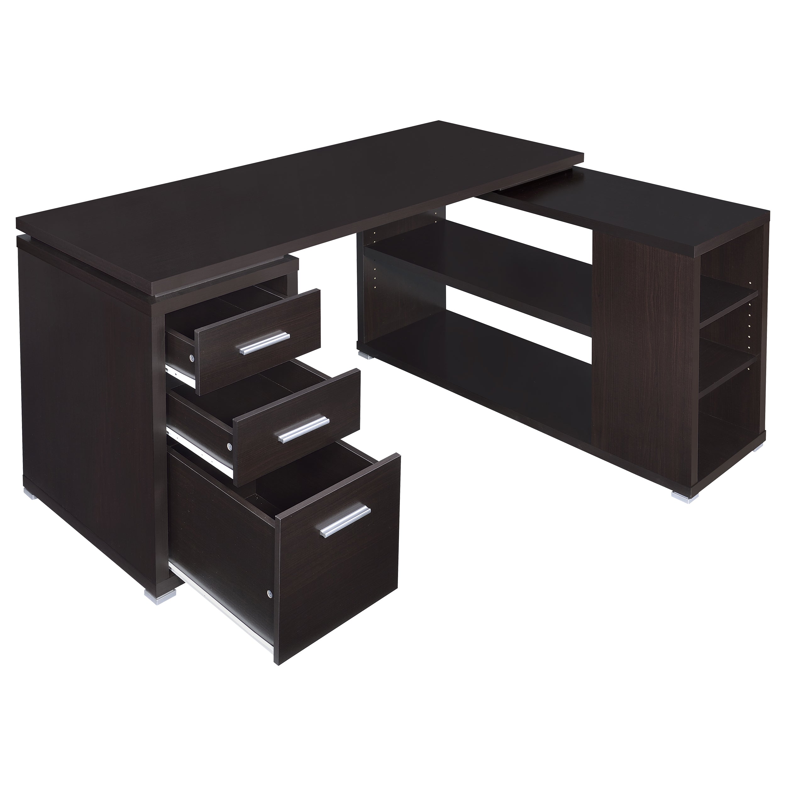 Yvette 60-inch 3-drawer L-Shape Computer Desk Cappuccino — view 3
