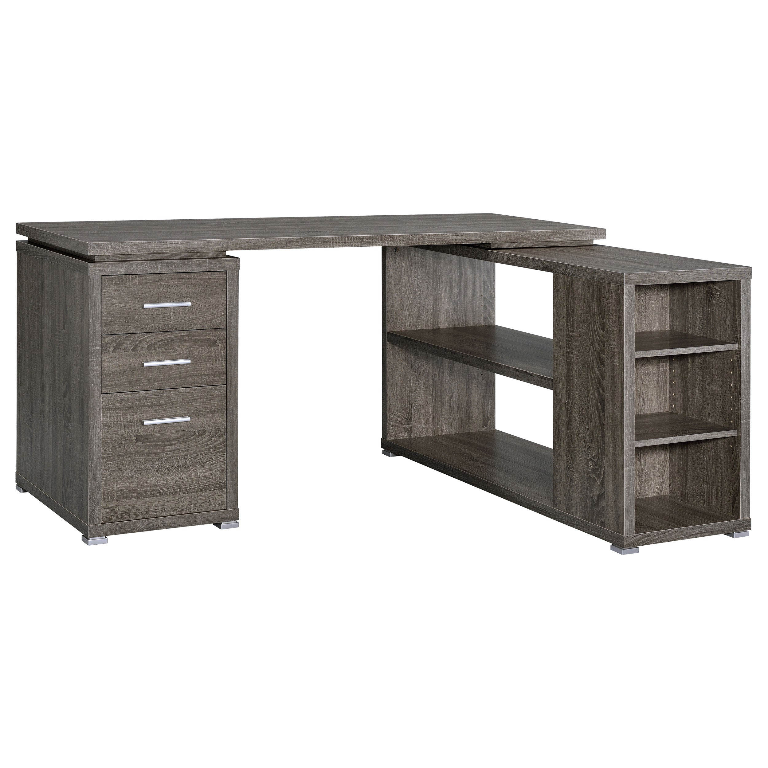 Yvette 60-inch 3-drawer L-Shape Computer Desk Weathered Grey — view 1