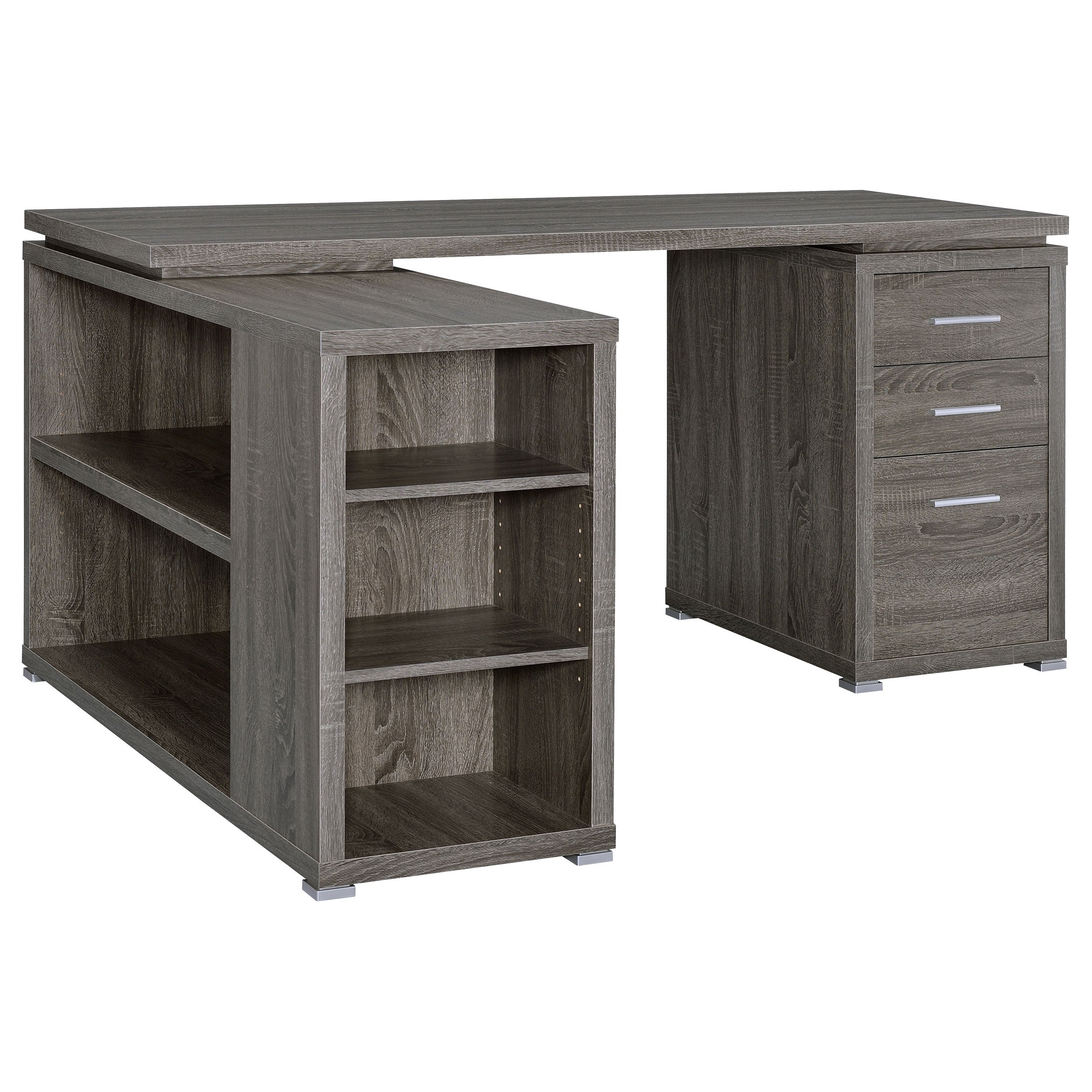 Yvette 60-inch 3-drawer L-Shape Computer Desk Weathered Grey — view 4