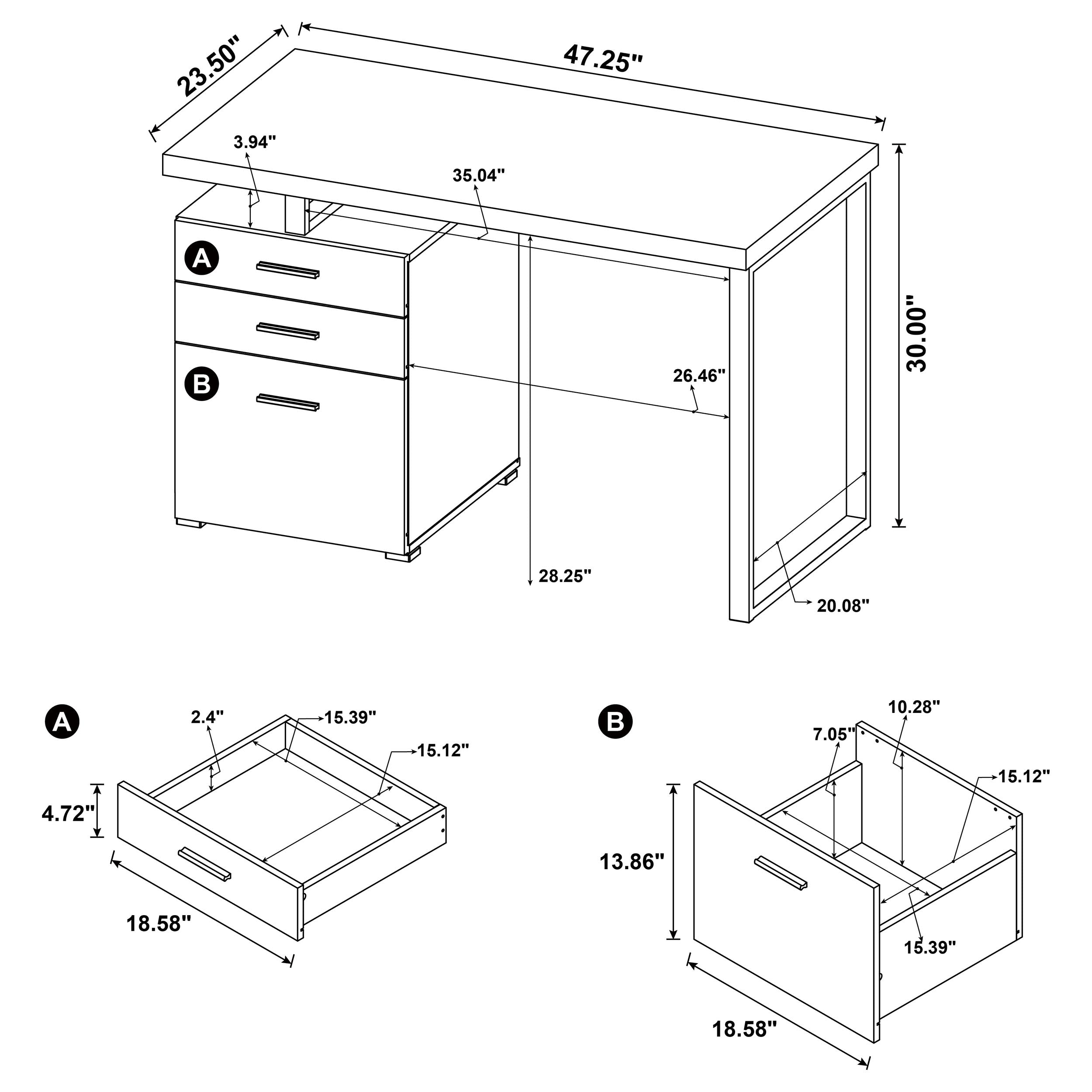 Brennan 47-inch 3-drawer Office Computer Desk Cappuccino — view 11