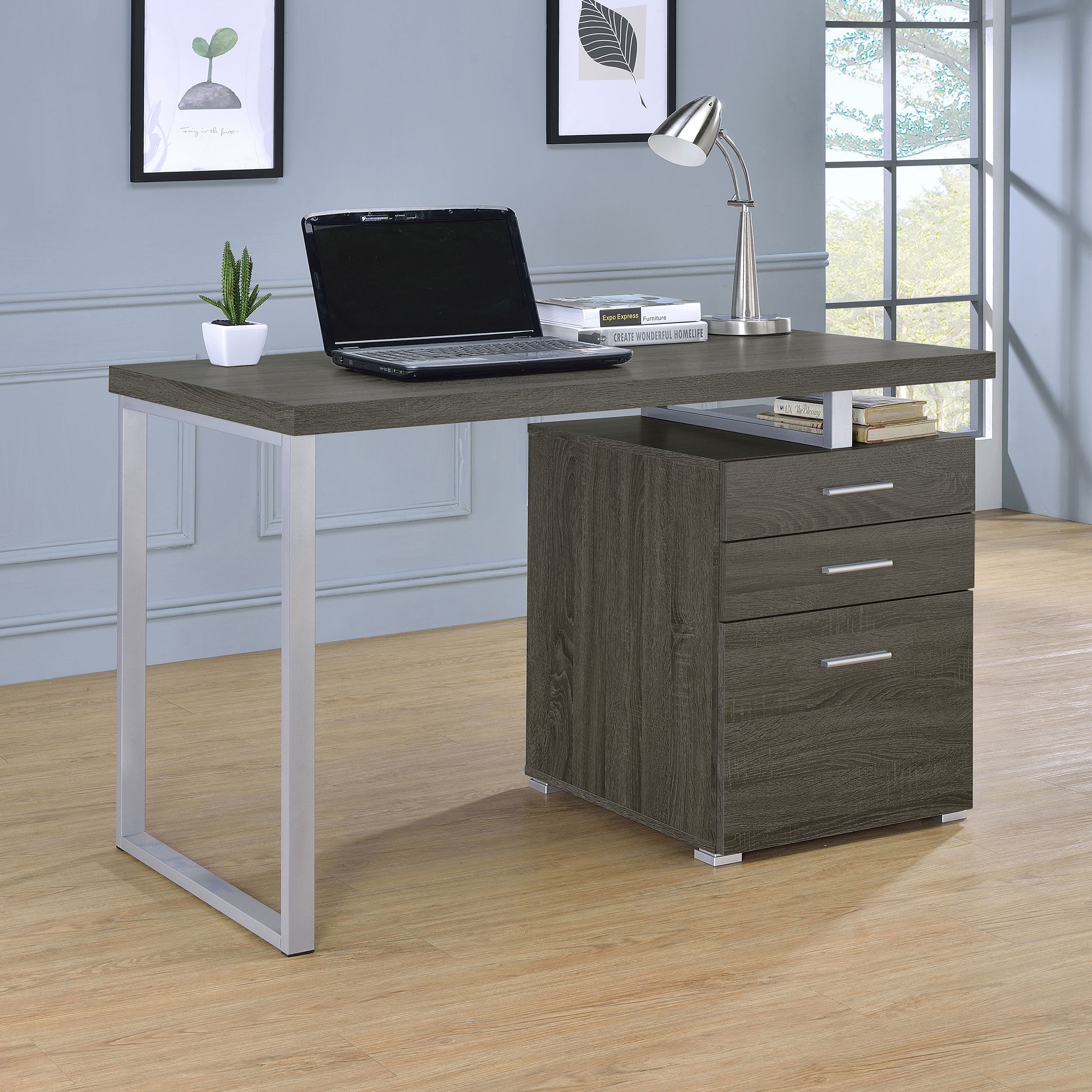 Brennan 47-inch 3-drawer Office Computer Desk Weathered Grey — view 2