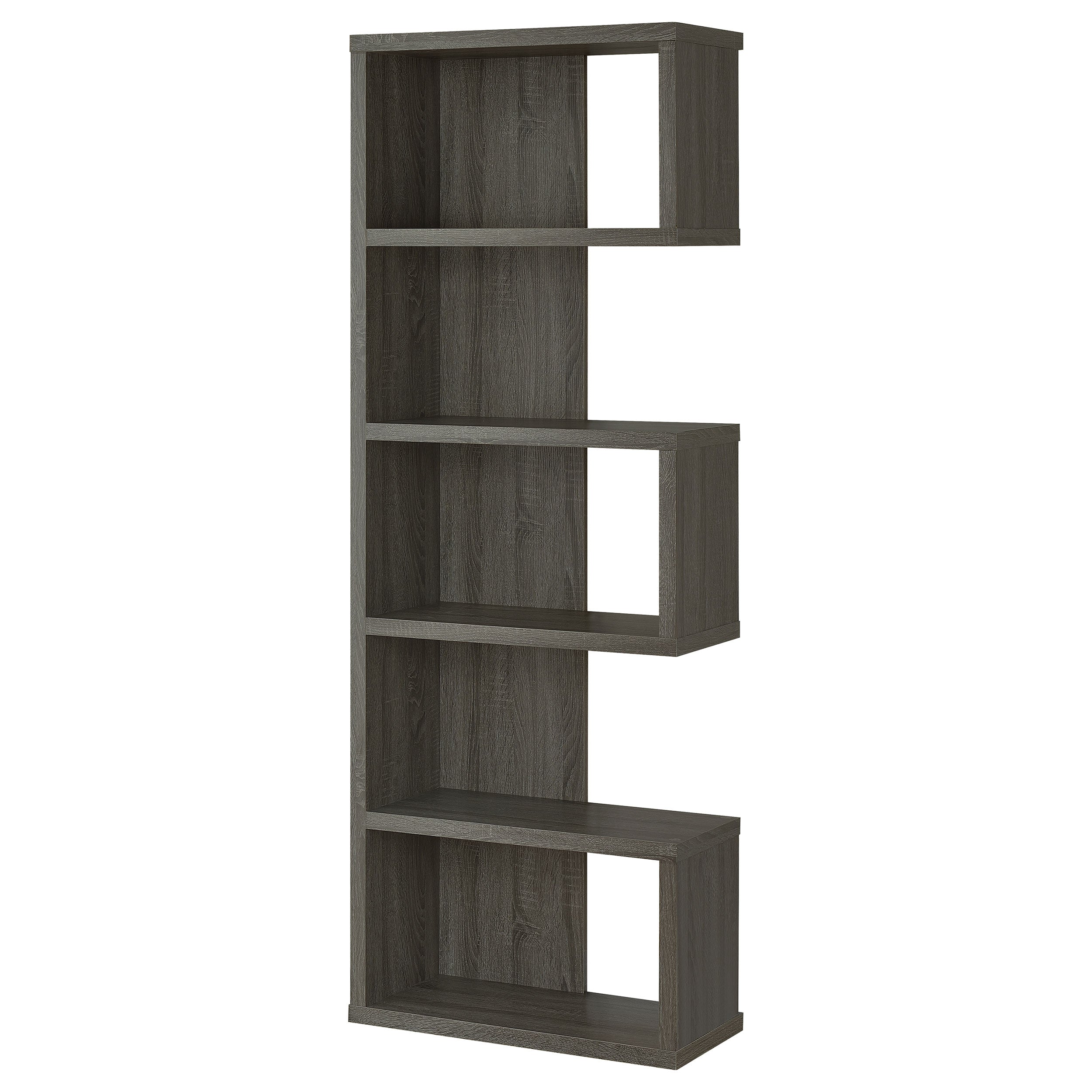 Joey 71-inch 5-shelf Bookshelf Weathered Grey — view 4