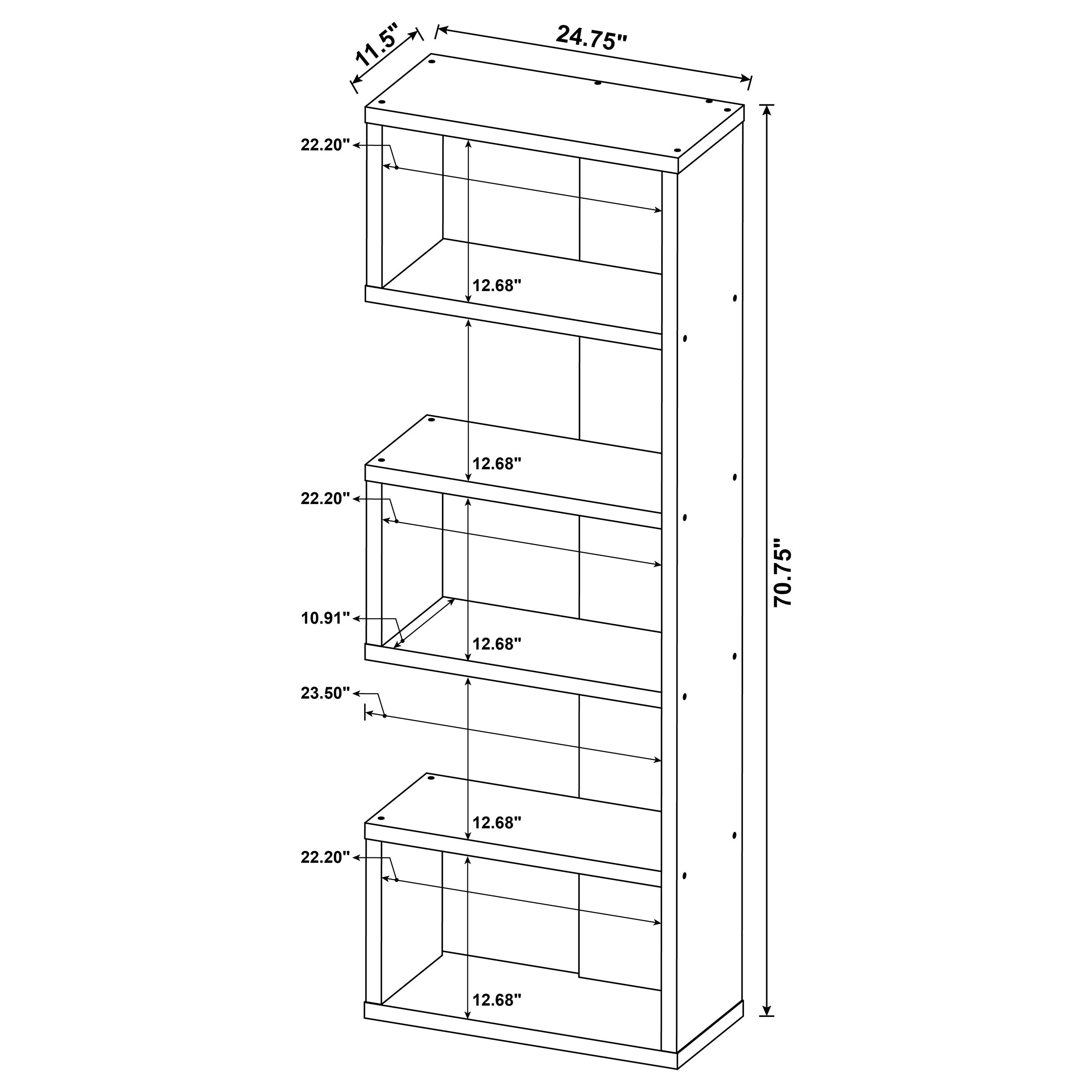 Joey 71-inch 5-shelf Bookshelf Weathered Grey — view 10