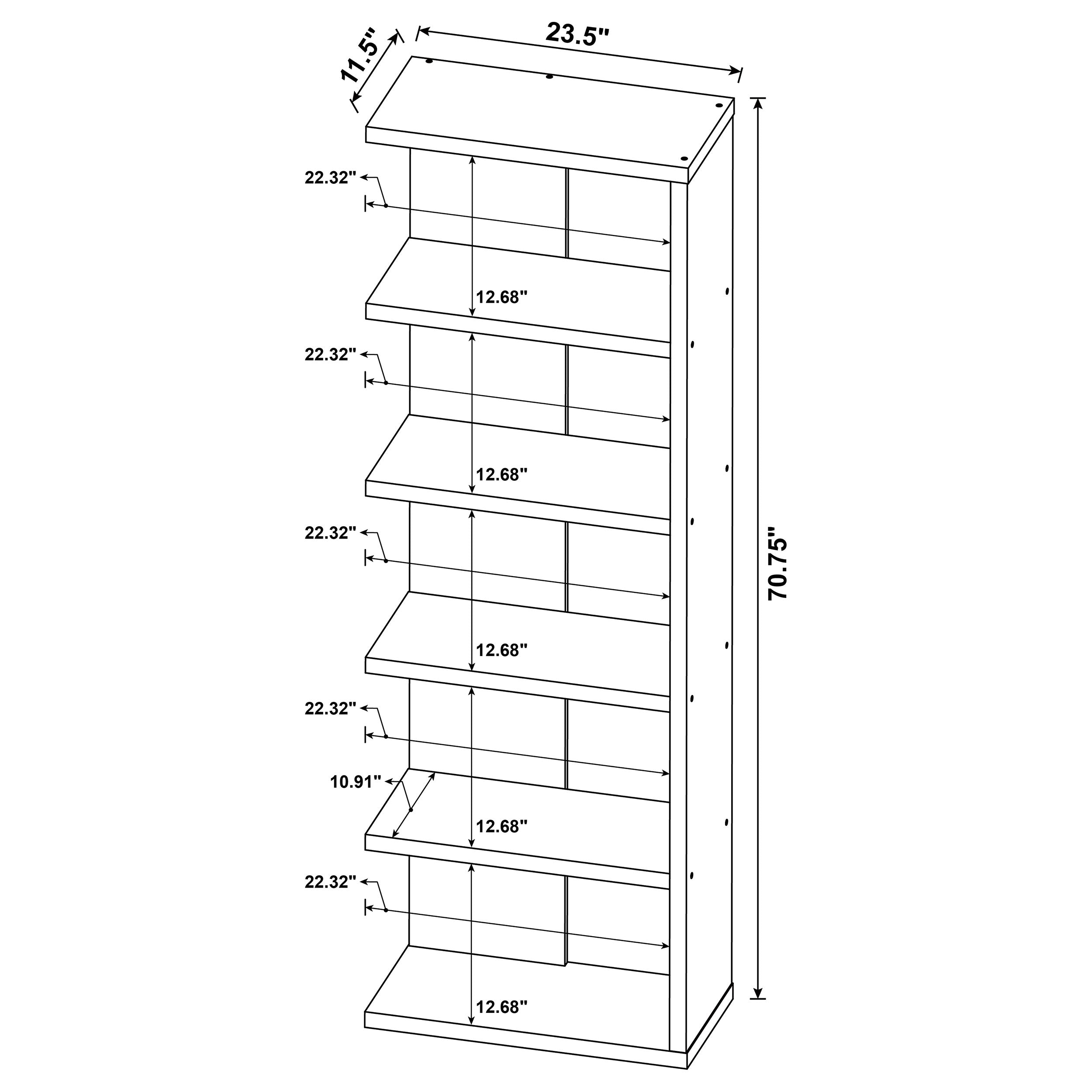Harrison 71-inch 5-shelf Bookshelf Weathered Grey — view 9