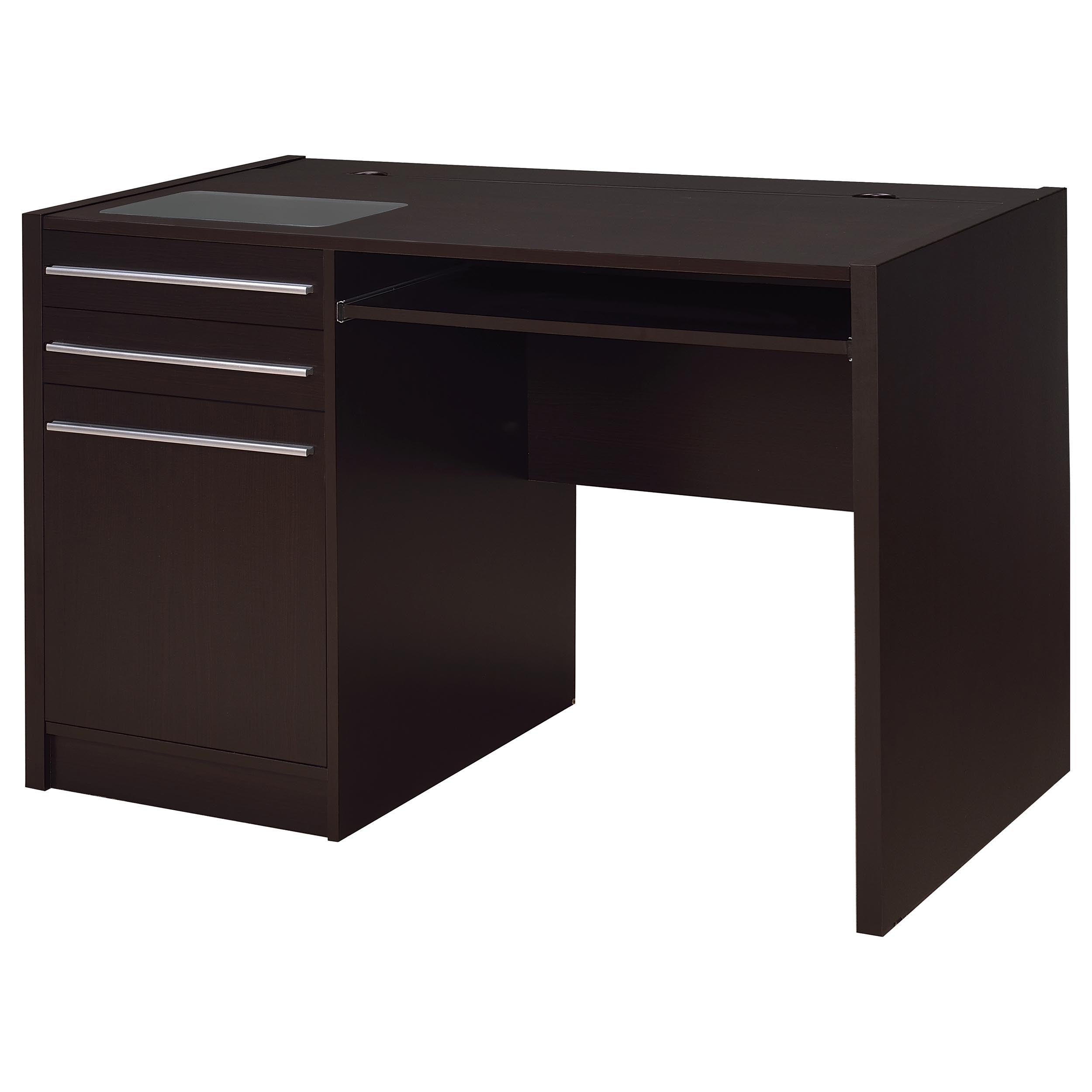 Halston 47-inch 2-drawer Office Desk with Cabinet Cappuccino — view 1