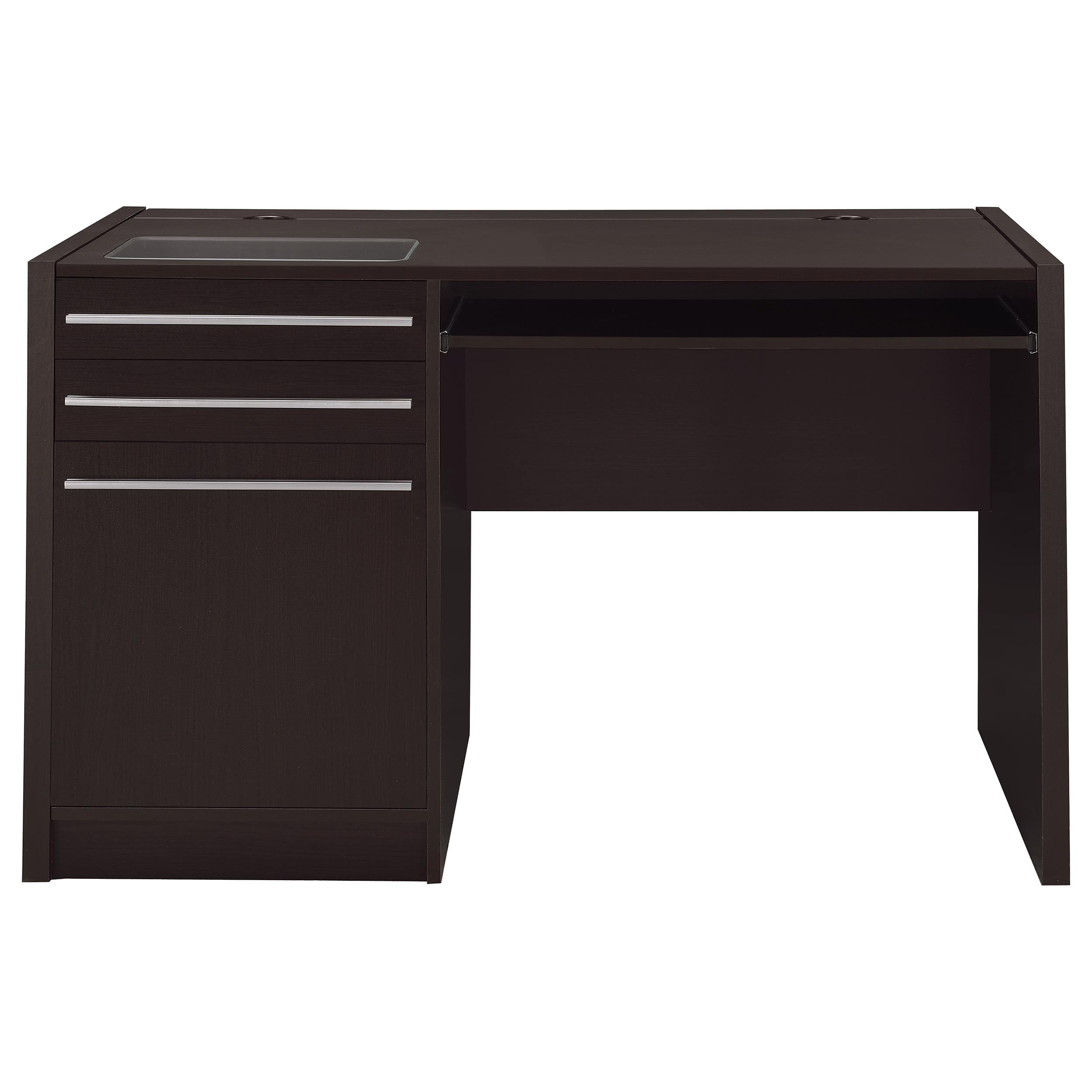 Halston 47-inch 2-drawer Office Desk with Cabinet Cappuccino — view 4