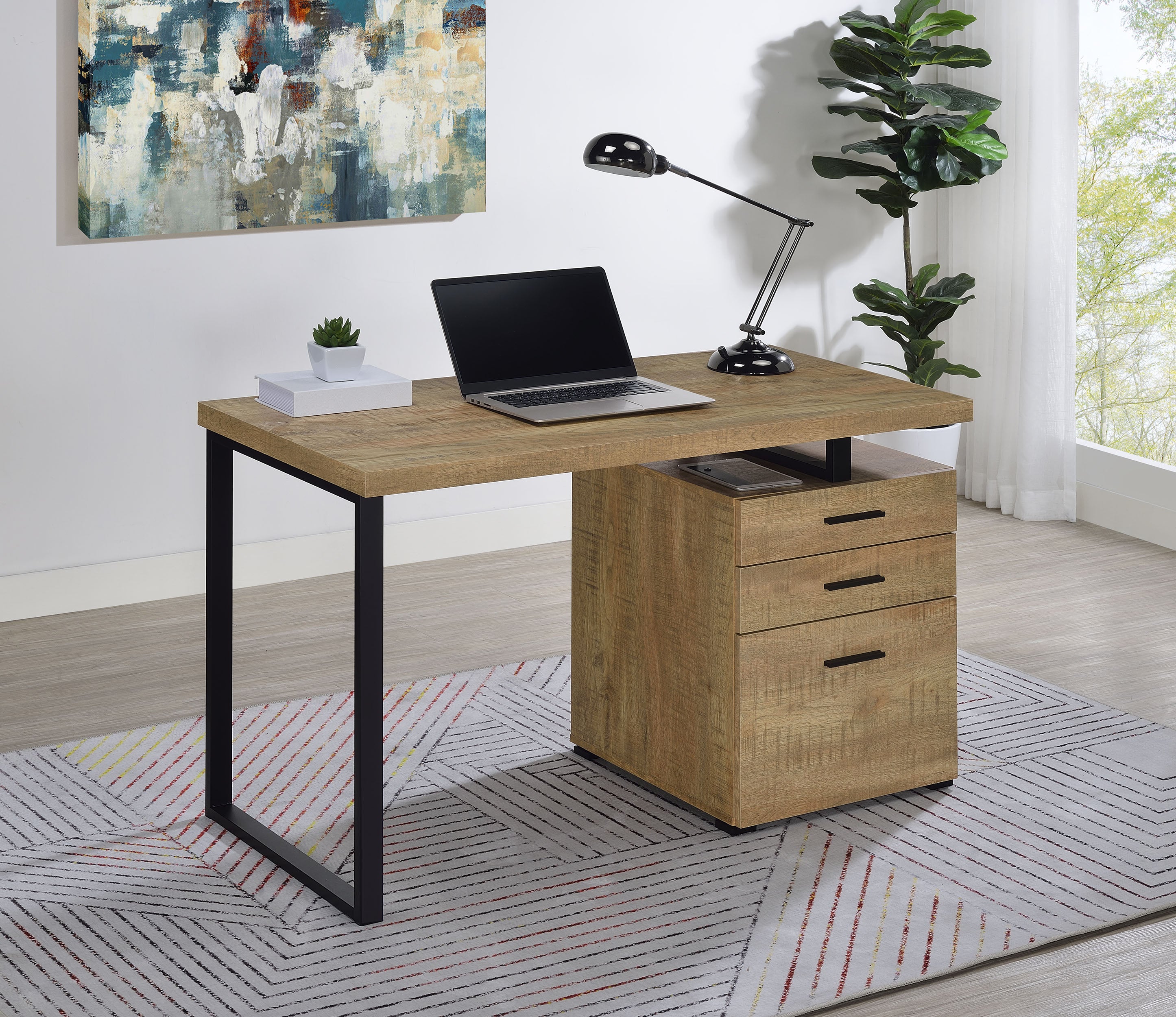 Brennan 47-inch 3-drawer Office Computer Desk Mango — view 2