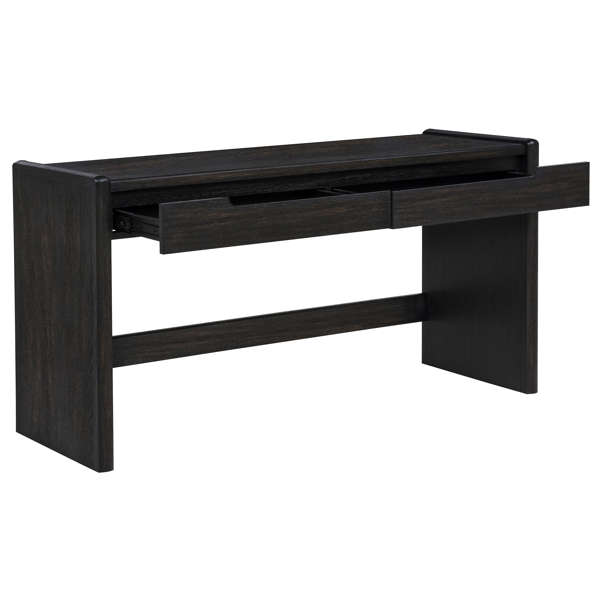 Leandro 2-drawer Home Office Writing Desk Burnished Black — view 4