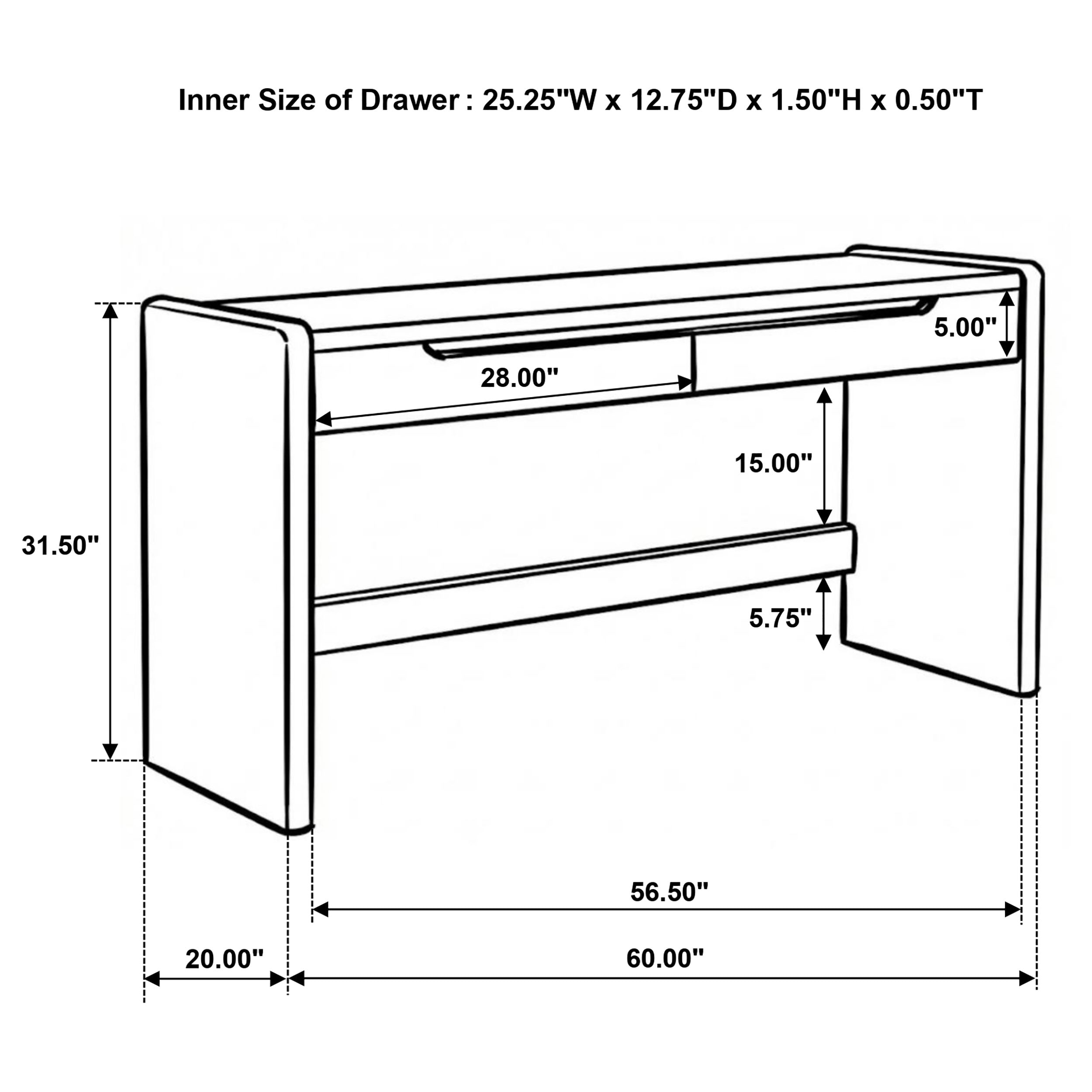 Leandro 2-drawer Home Office Writing Desk Burnished Black — view 13