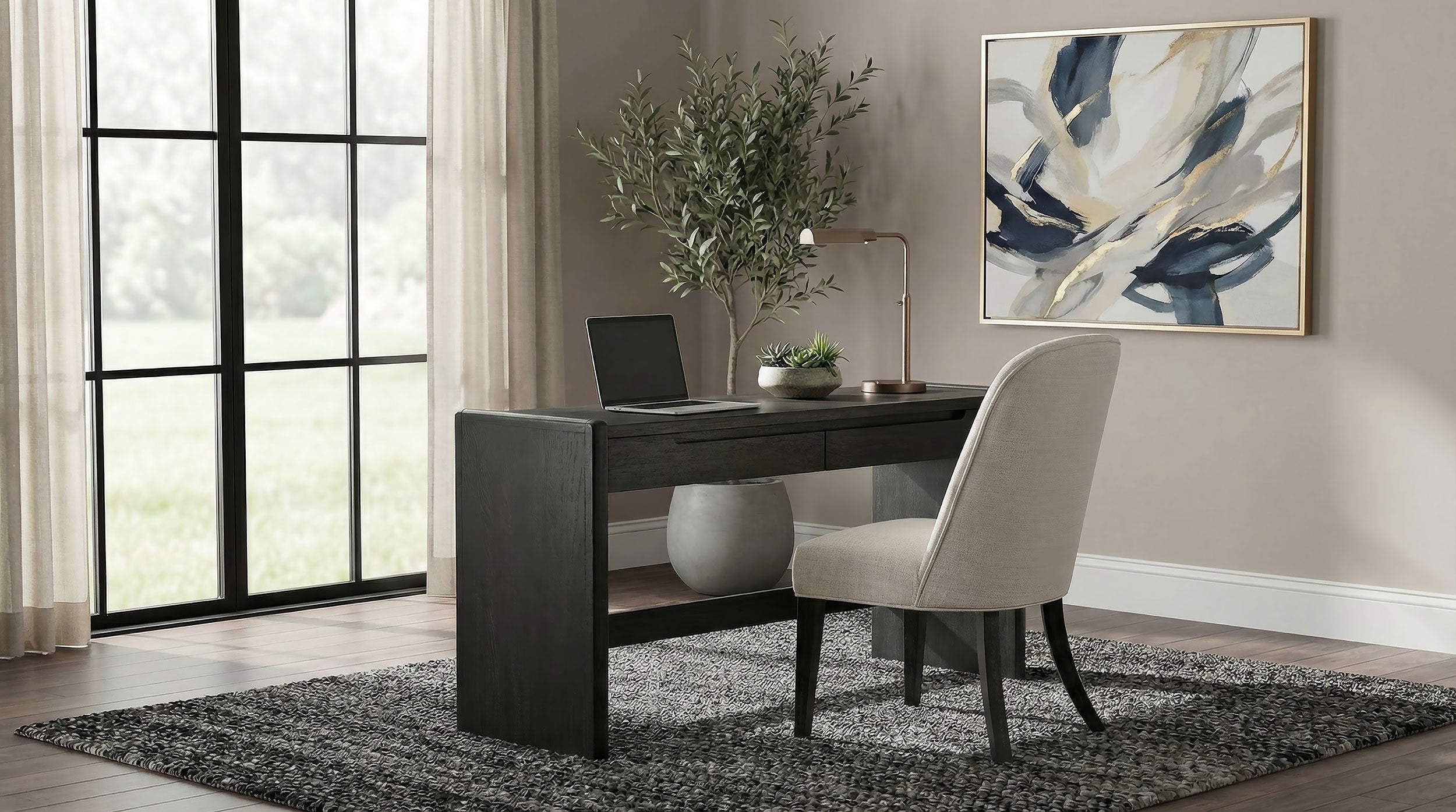 Leandro 2-drawer Home Office Writing Desk Burnished Black — view 14