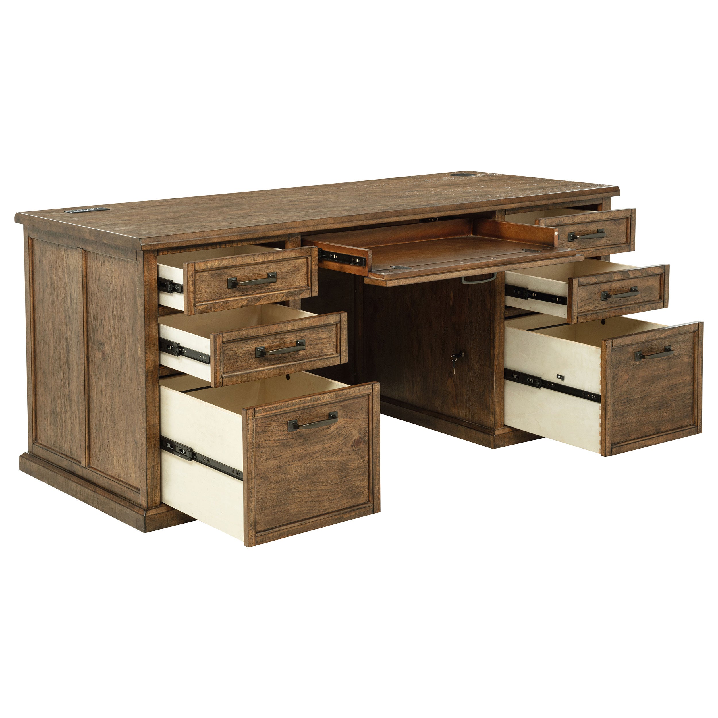 Altidore 68-inch 7-drawer Executive Home Office Desk Distressed Brown — view 4