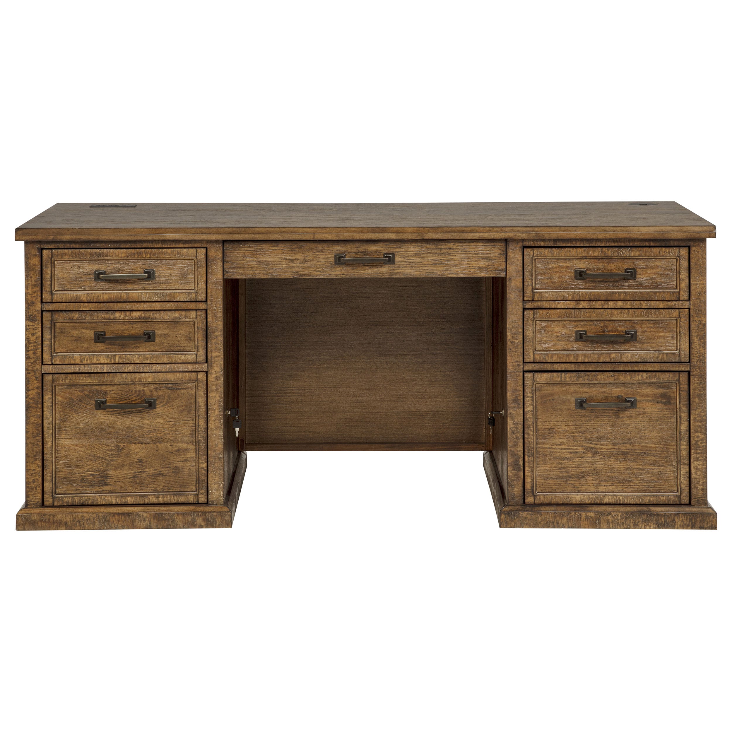 Altidore 68-inch 7-drawer Executive Home Office Desk Distressed Brown — view 5