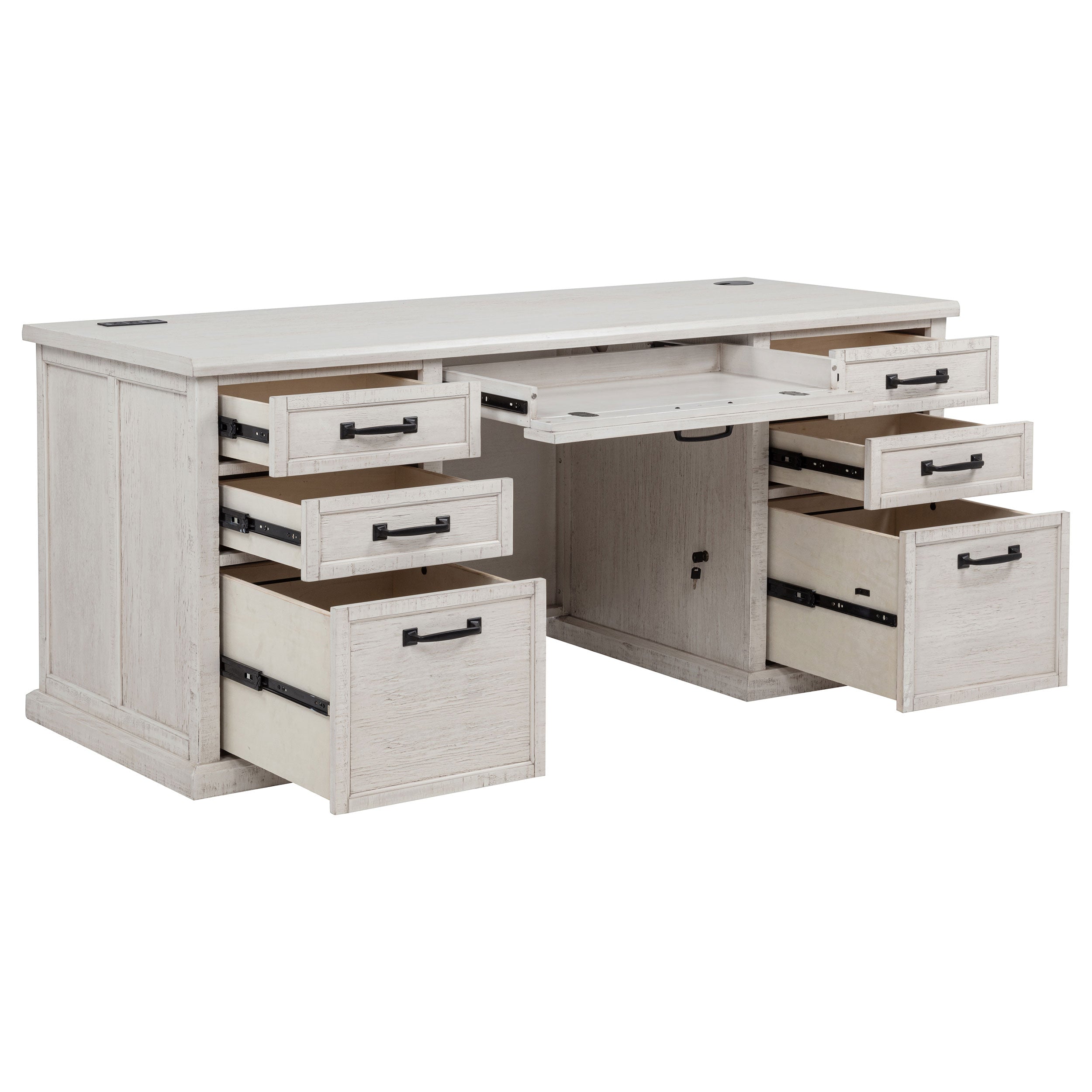 Altidore 68-inch 7-drawer Executive Home Office Desk Distressed White — view 4
