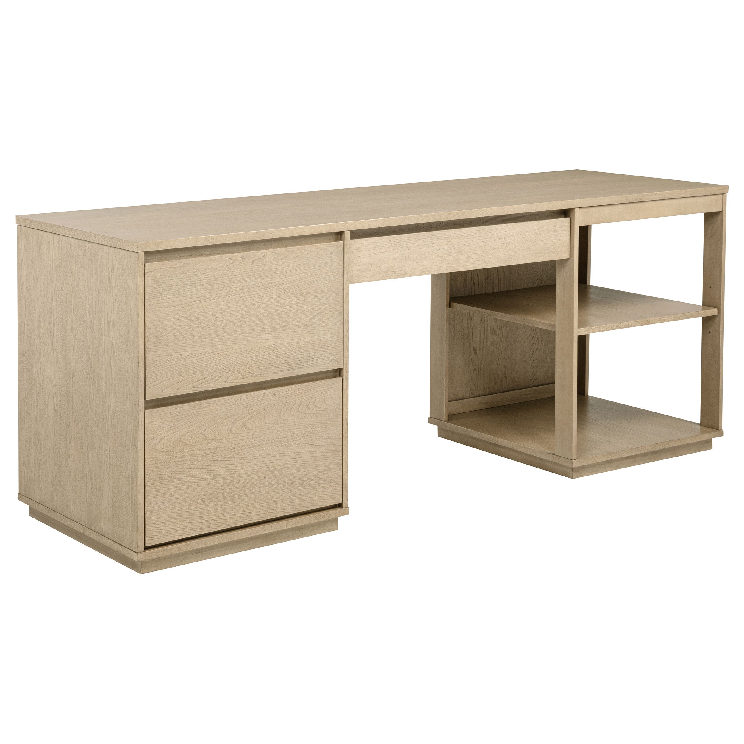 Harkes 75-inch 3-drawer Computer Desk with Adjustable Shelf Light Elm — view 1