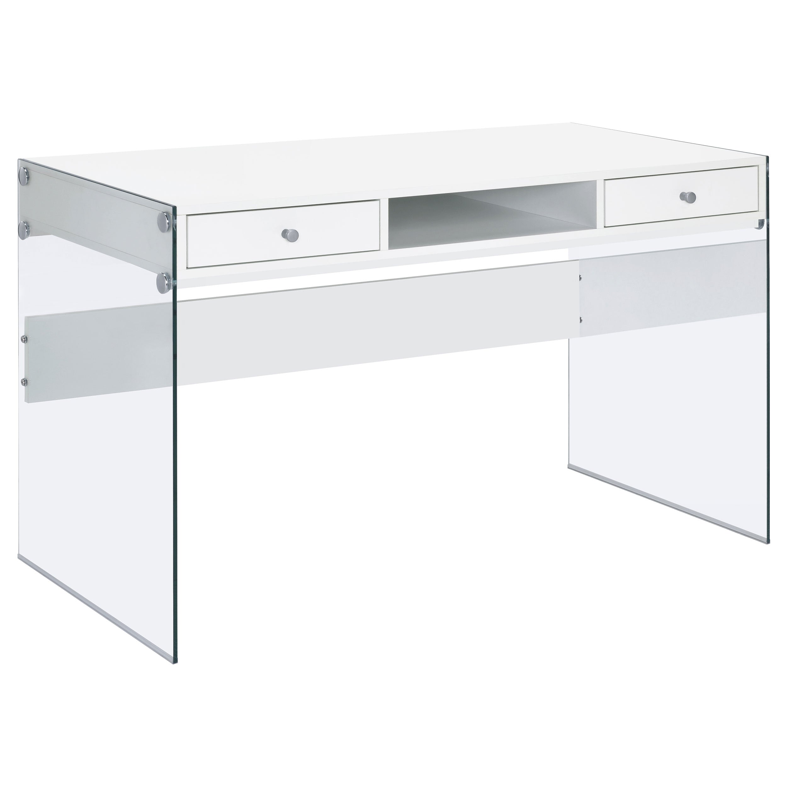 Dobrev 48-inch 2-drawer Writing Desk White High Gloss — view 1