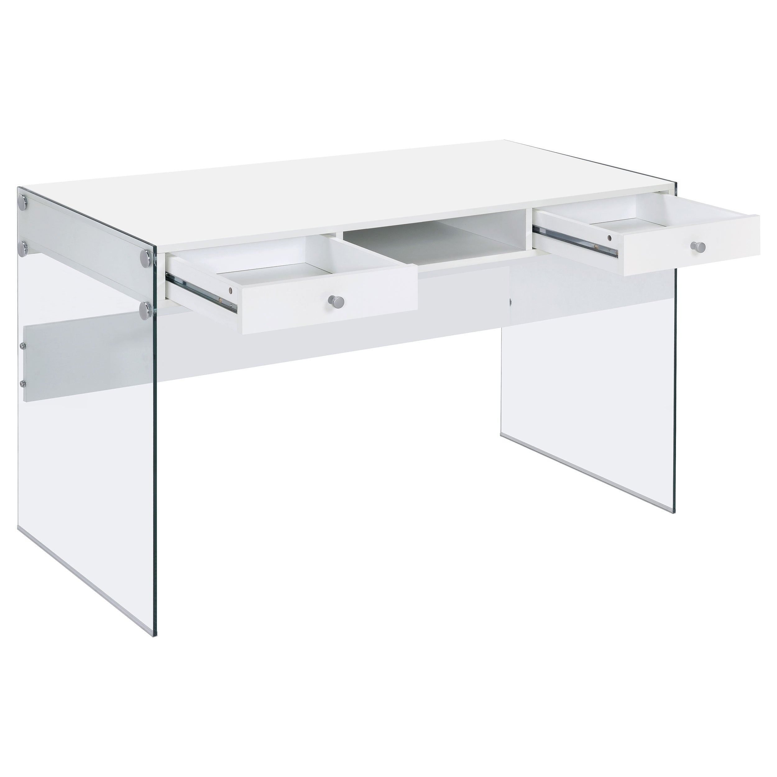 Dobrev 48-inch 2-drawer Writing Desk White High Gloss — view 3