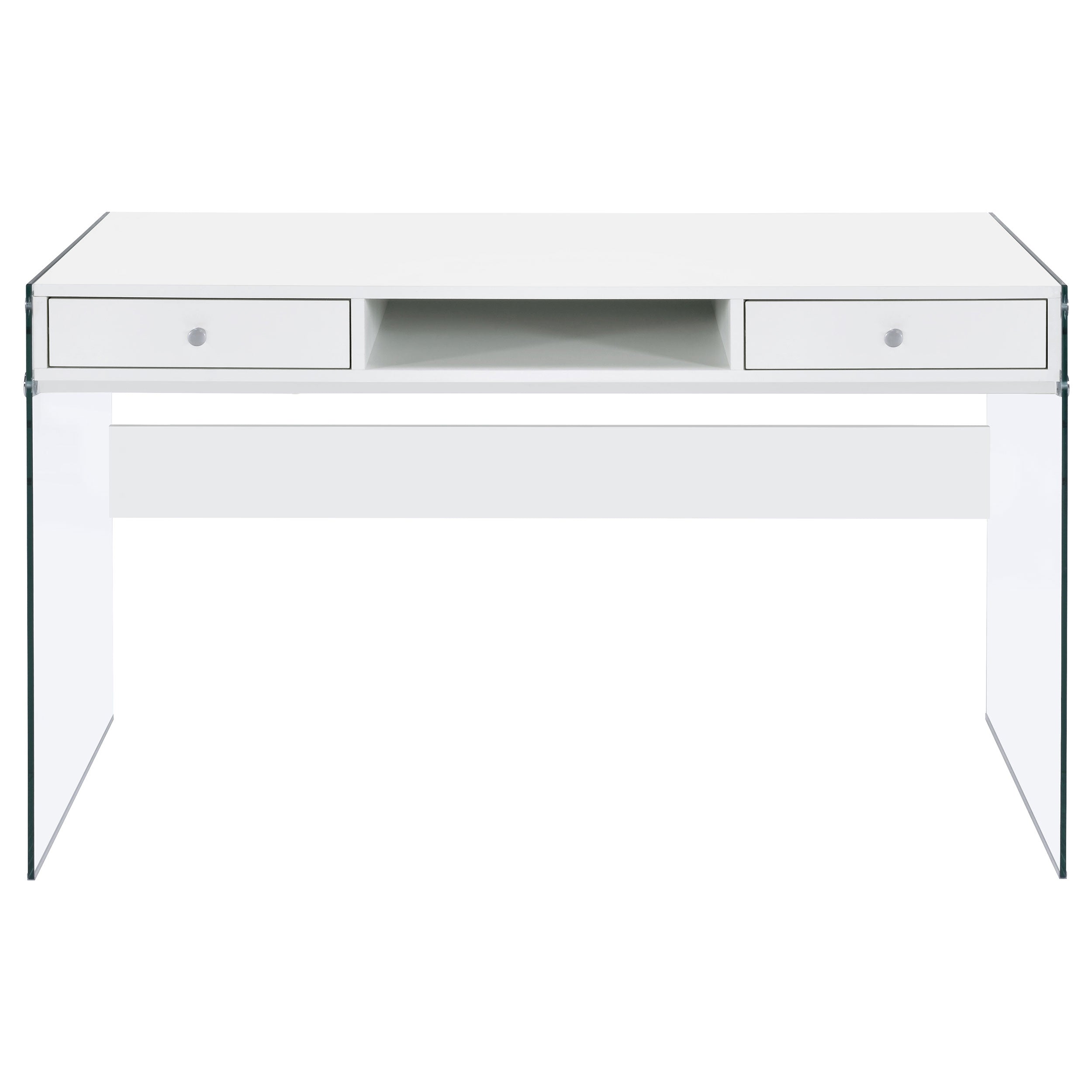 Dobrev 48-inch 2-drawer Writing Desk White High Gloss — view 4