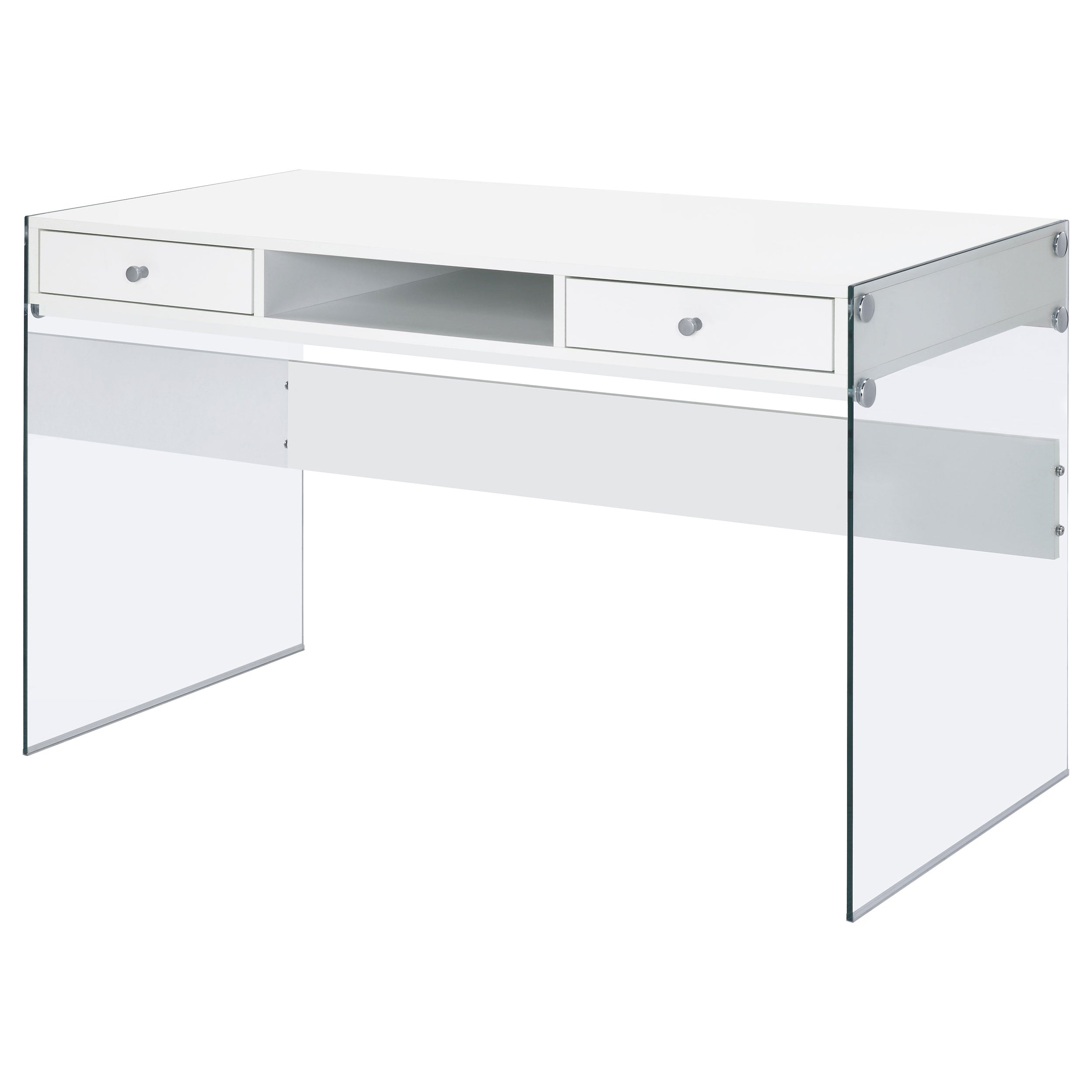Dobrev 48-inch 2-drawer Writing Desk White High Gloss — view 5