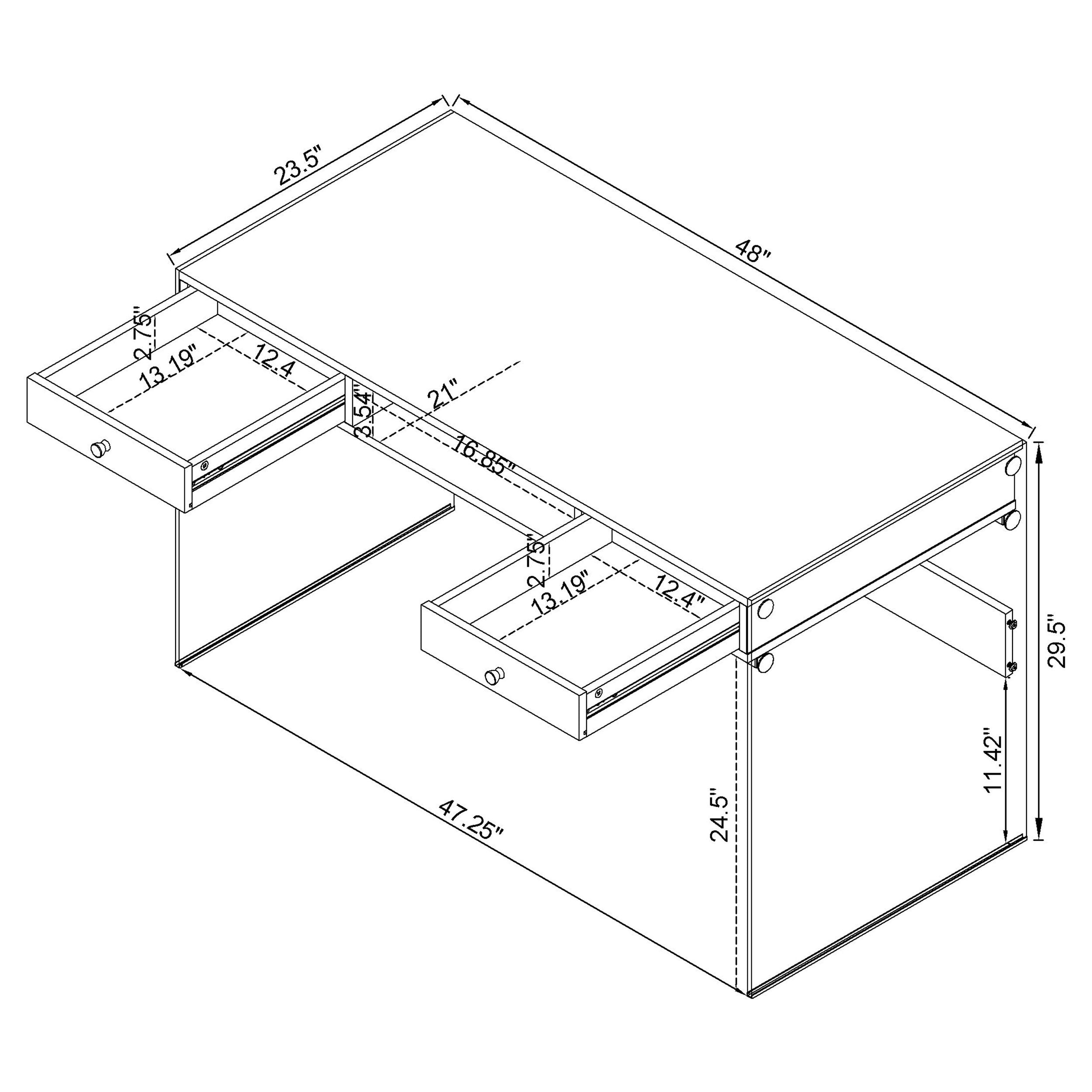 Dobrev 48-inch 2-drawer Writing Desk White High Gloss — view 13