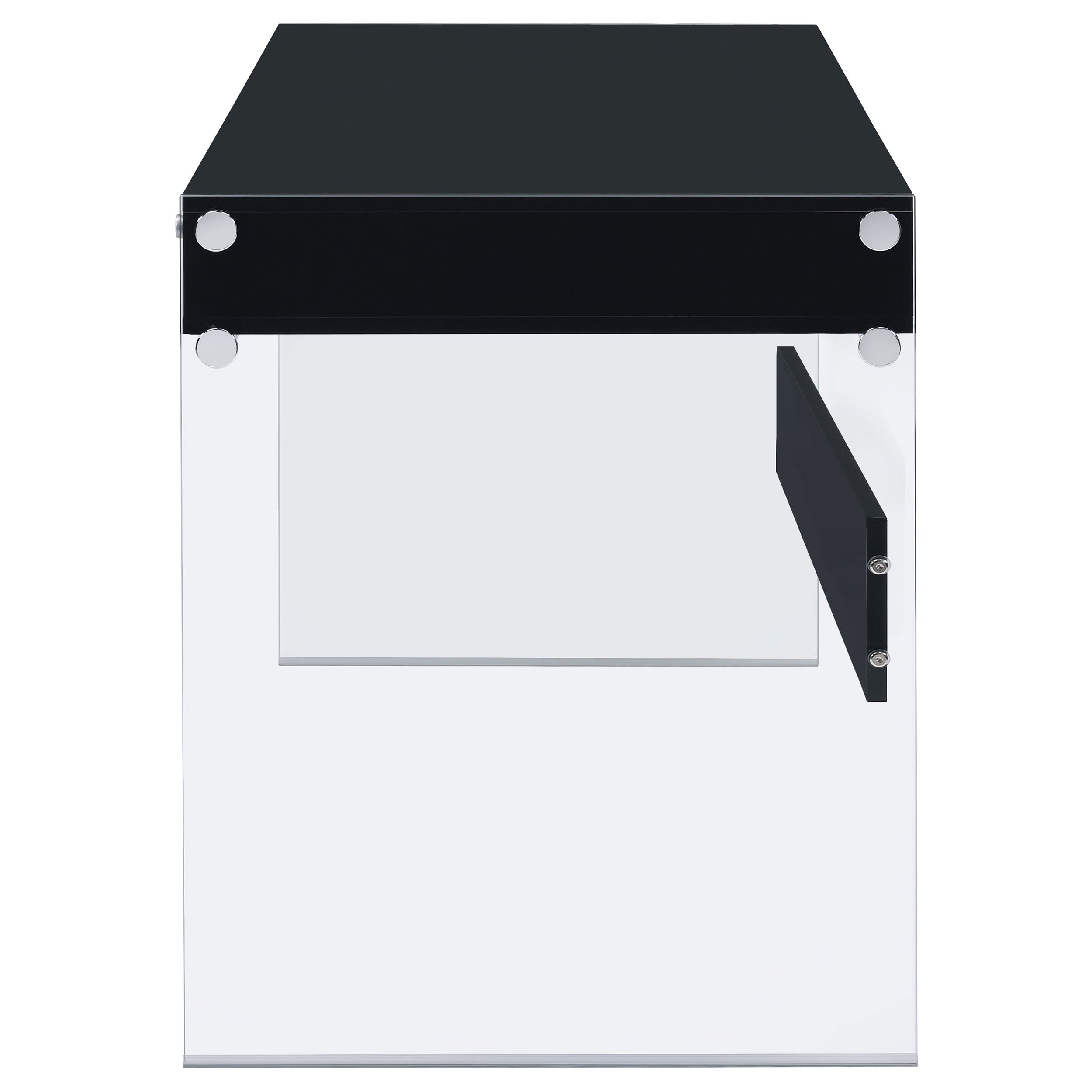 Dobrev 2-drawer Writing Desk Glossy Black and Clear — view 6