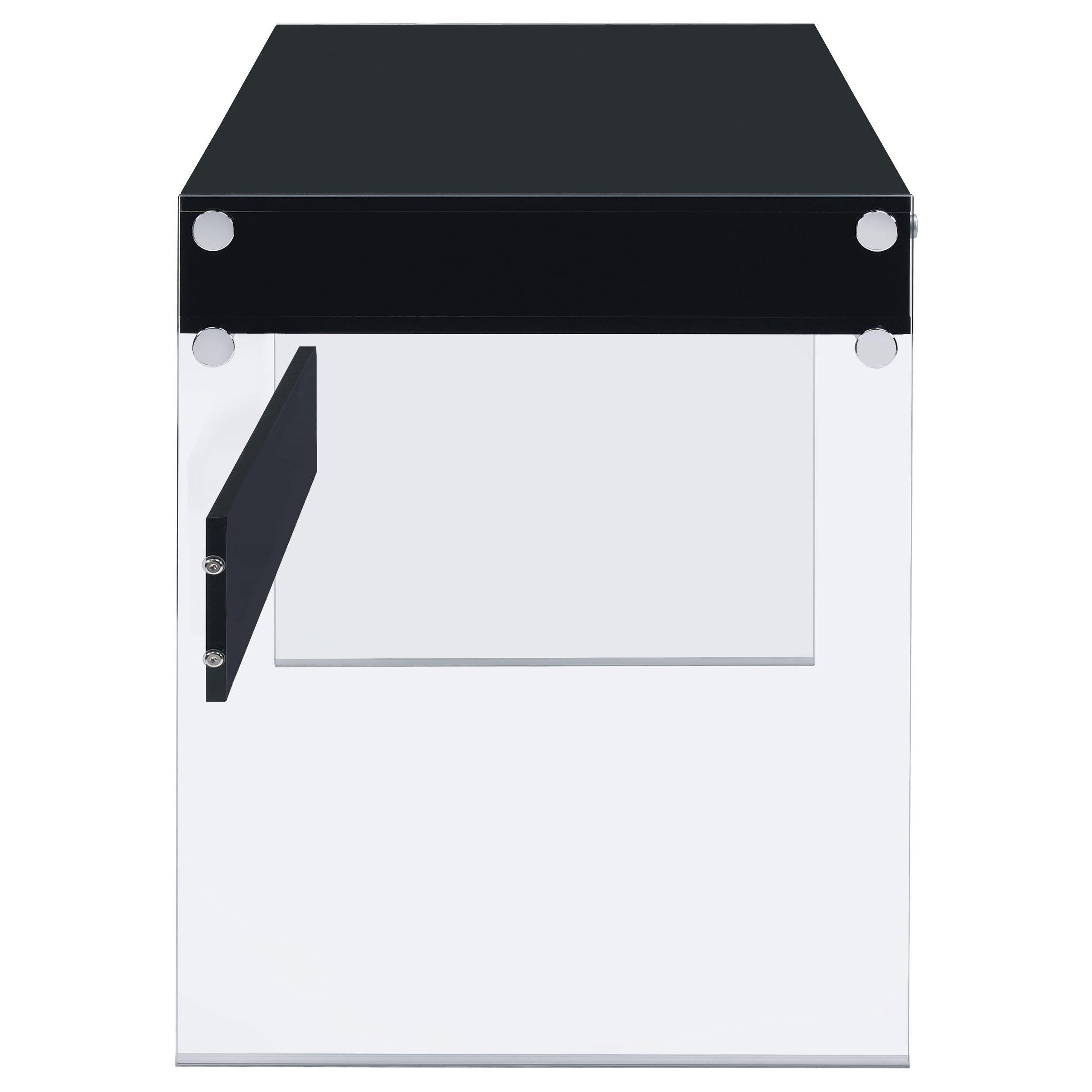 Dobrev 2-drawer Writing Desk Glossy Black and Clear — view 10