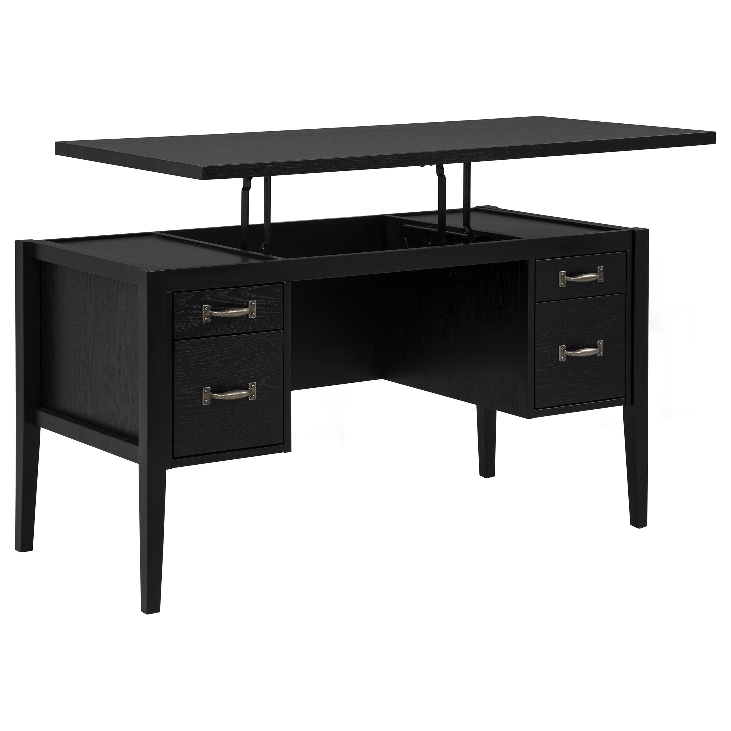 Graham 54-inch 4-drawer Double Pedestal Lift Top Computer Desk Black — view 1