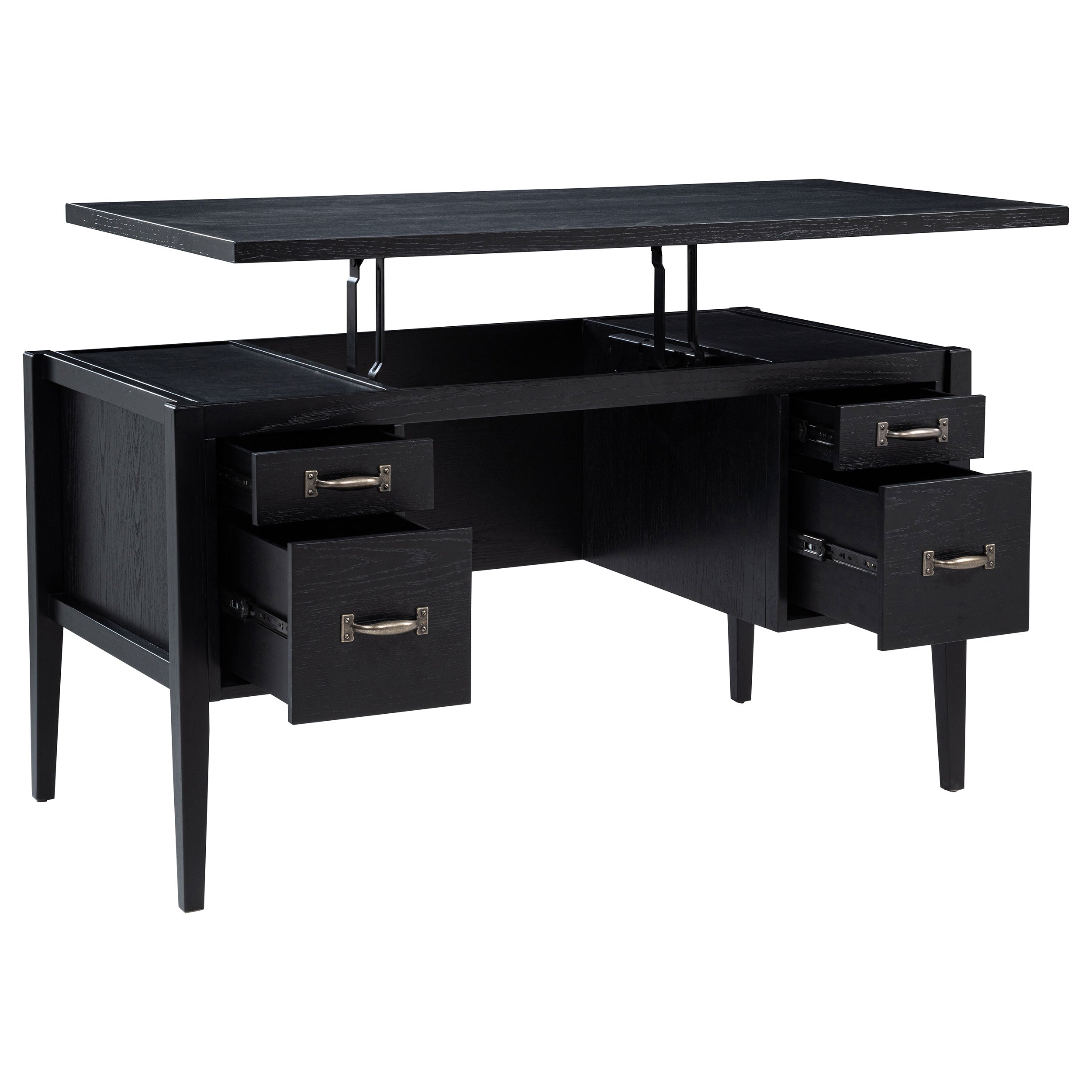 Graham 54-inch 4-drawer Double Pedestal Lift Top Computer Desk Black — view 5