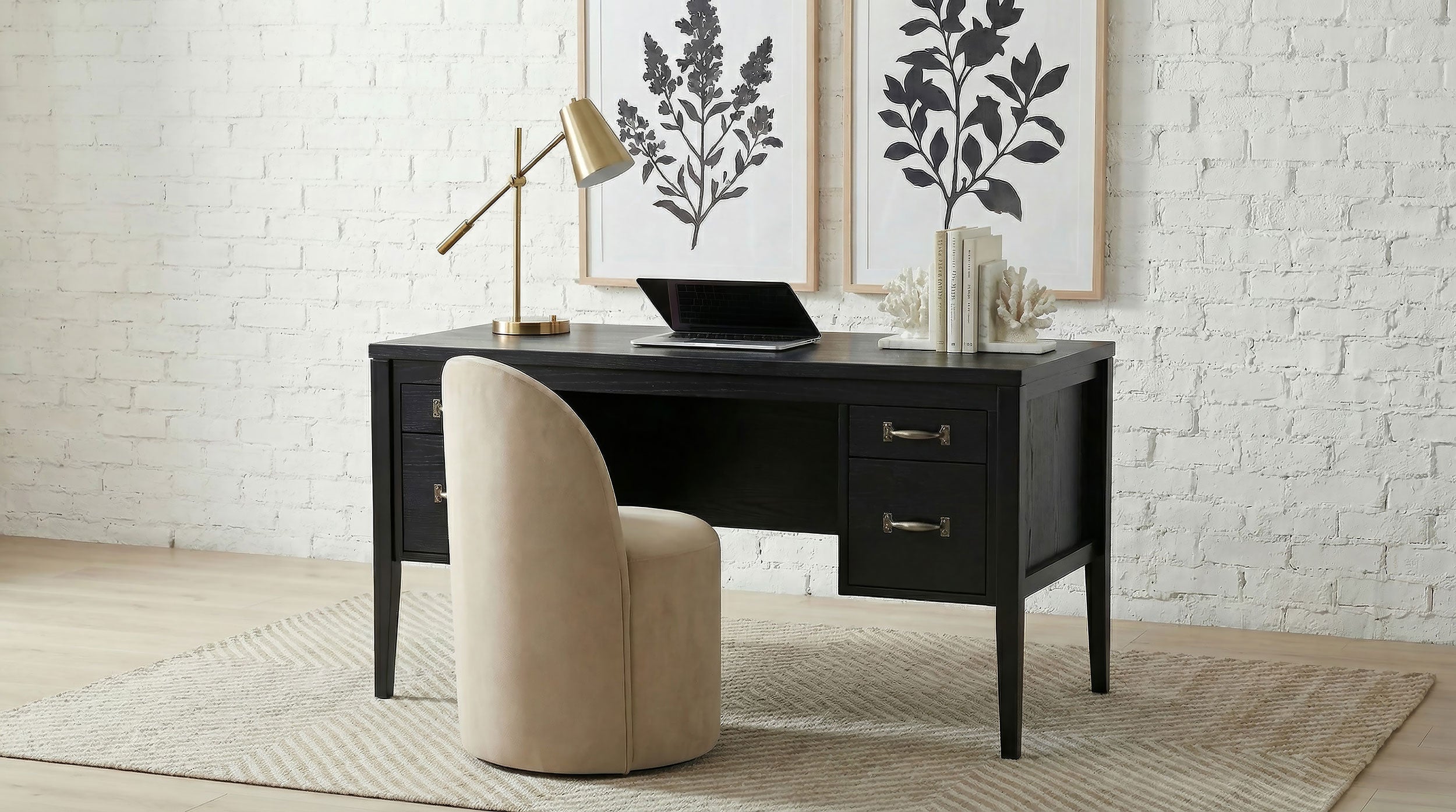 Graham 54-inch 4-drawer Double Pedestal Lift Top Computer Desk Black — view 15