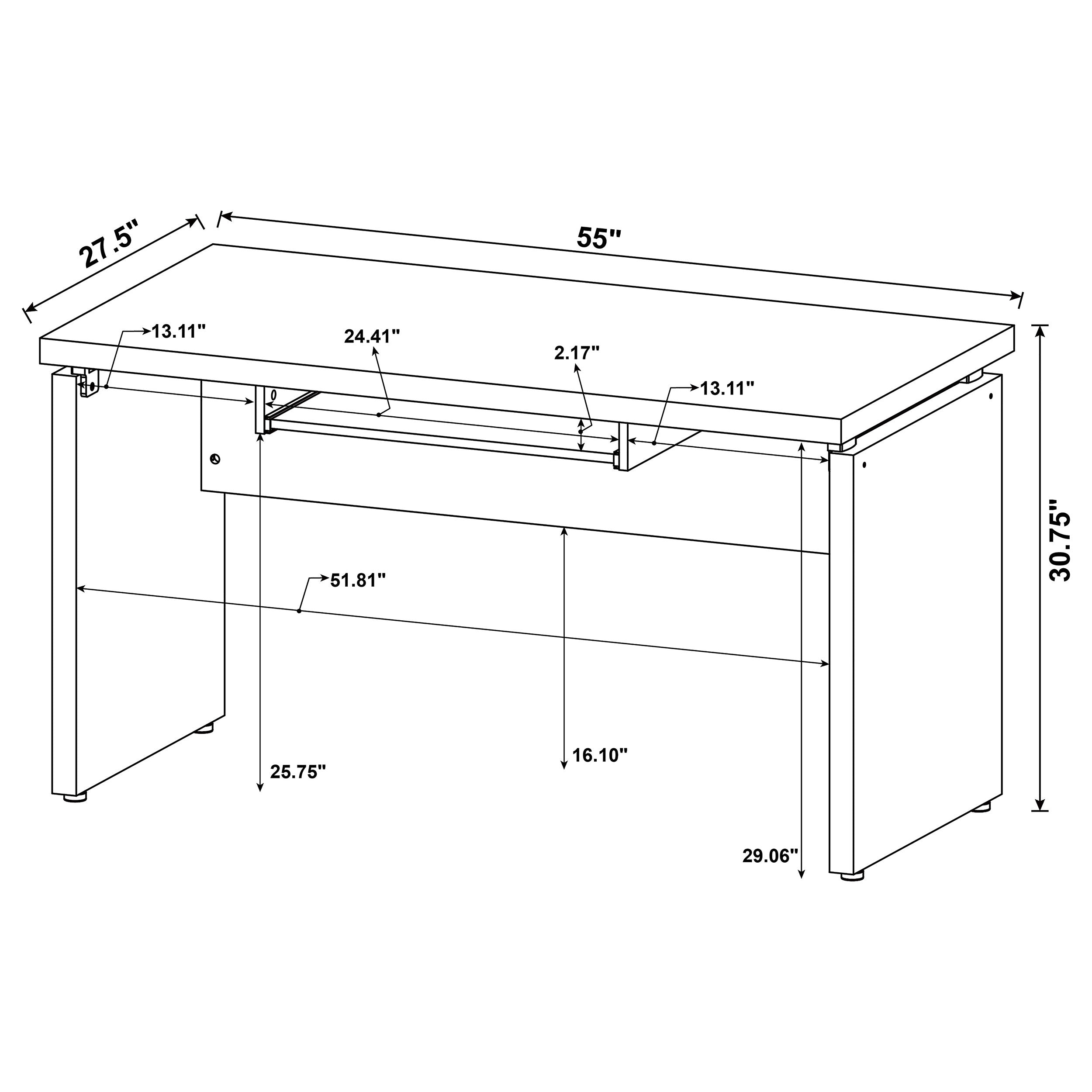 Skylar 55-inch Computer Desk with Keyboard Drawer Cappuccino — view 12