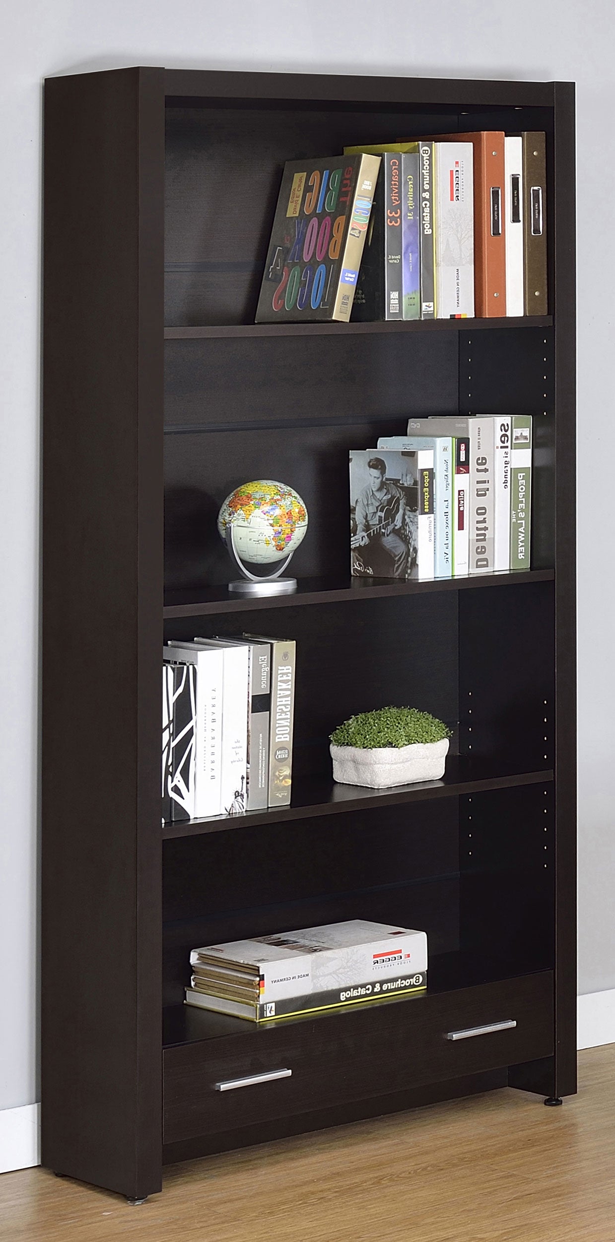 Skylar 71-inch 5-shelf Bookcase with Drawer Cappuccino — view 2