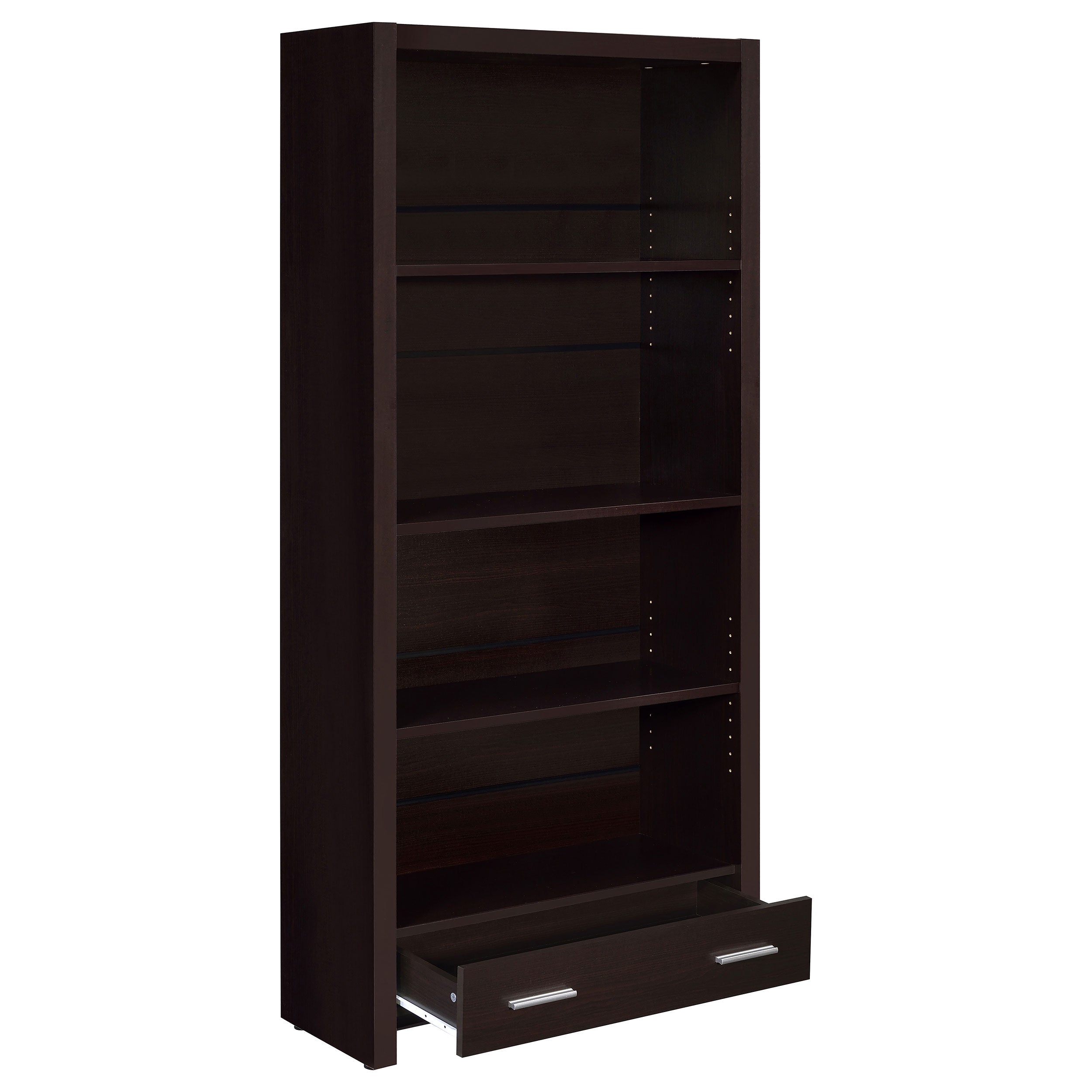 Skylar 71-inch 5-shelf Bookcase with Drawer Cappuccino — view 3
